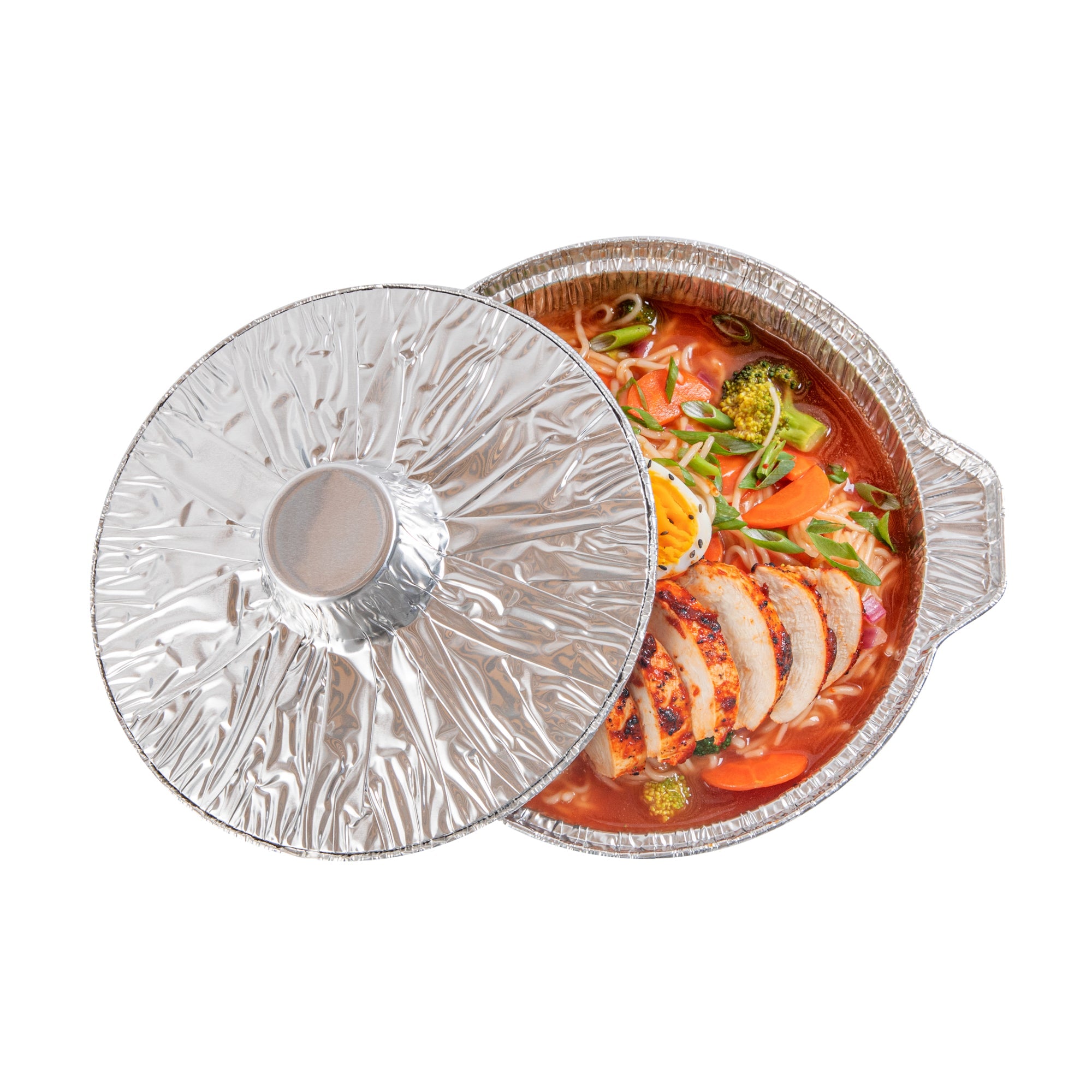 Foil Lux 60 oz Aluminum Foil Pot - with Lid - 9 3/4" x 8 3/4" x 3 3/4" - 100 count box