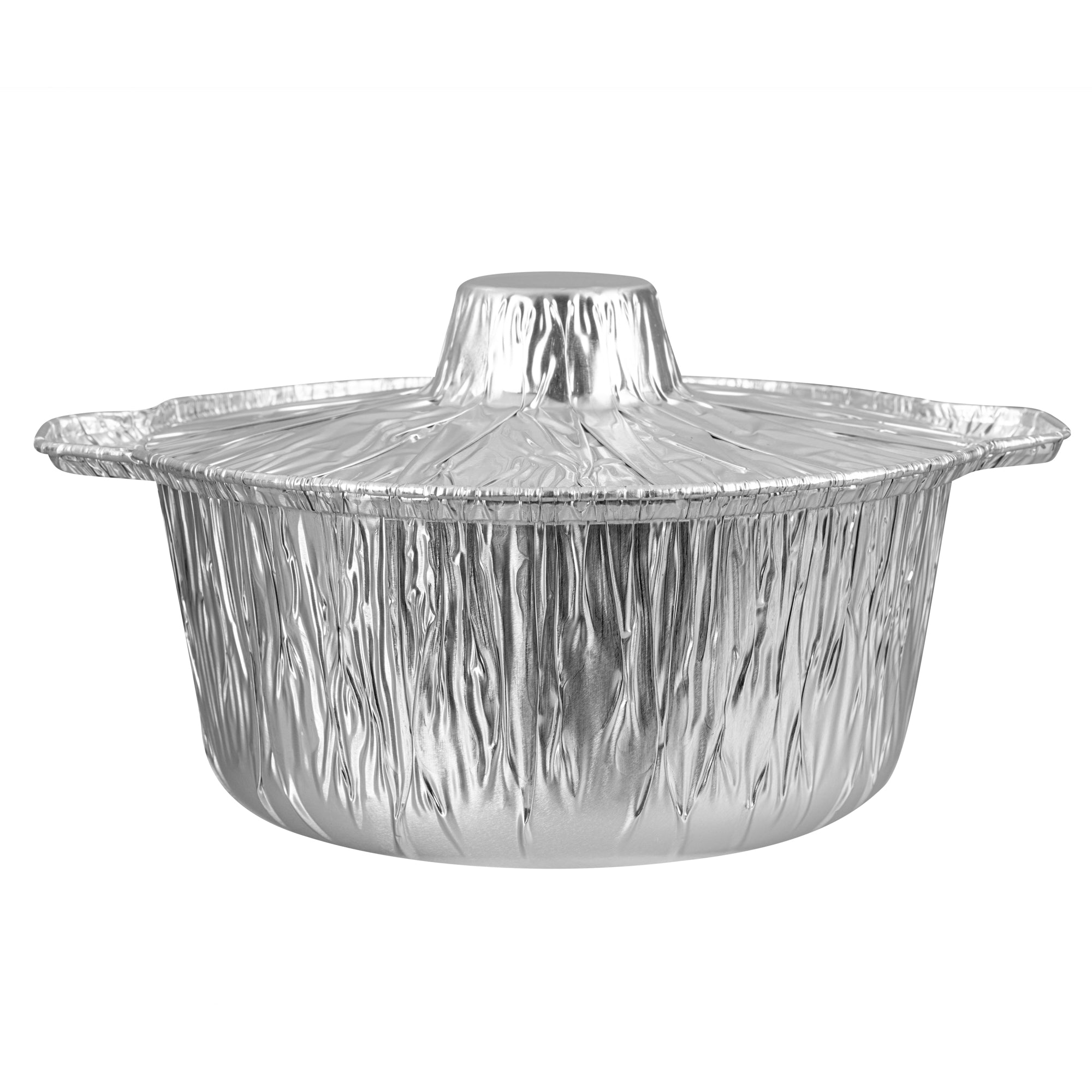 Foil Lux 60 oz Aluminum Foil Pot - with Lid - 9 3/4" x 8 3/4" x 3 3/4" - 100 count box