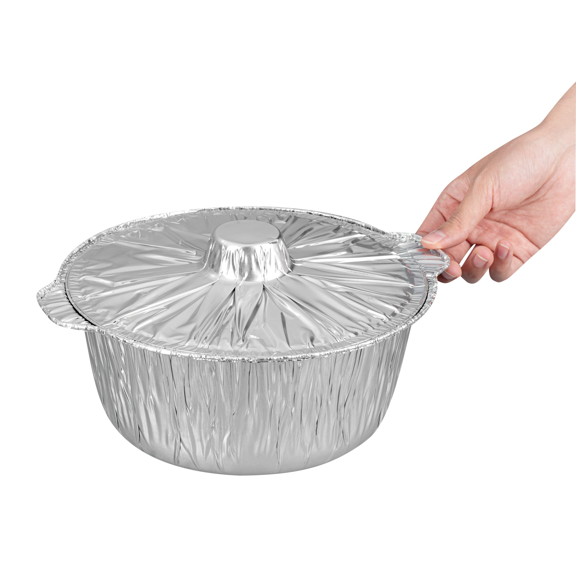 Foil Lux 4 qt Aluminum Foil Pot - with Lid - 11 1/2" x 10 1/4" x 4 3/4" - 10 count box