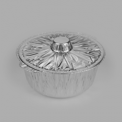 Foil Lux 4 qt Aluminum Foil Pot - with Lid - 11 1/2" x 10 1/4" x 4 3/4" - 10 count box