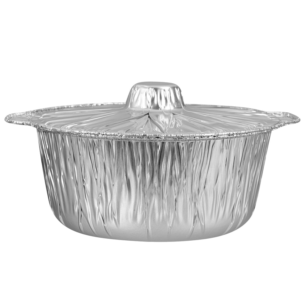 Foil Lux 4 qt Aluminum Foil Pot - with Lid - 11 1/2" x 10 1/4" x 4 3/4" - 100 count box