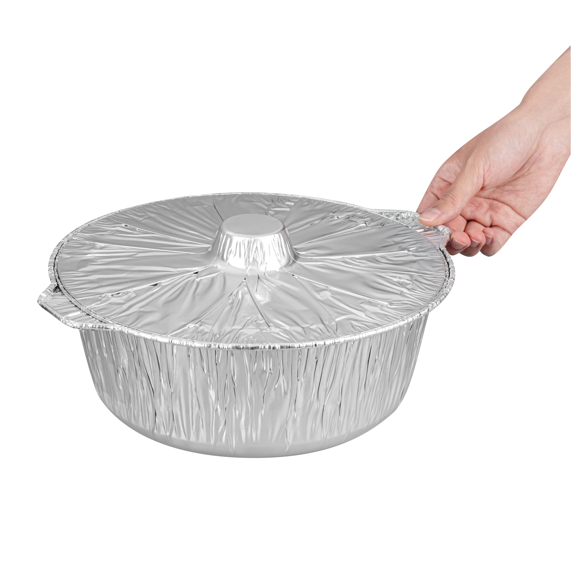 Foil Lux 6 qt Aluminum Foil Pot - with Lid - 13 1/2" x 12" x 4 3/4" - 10 count box