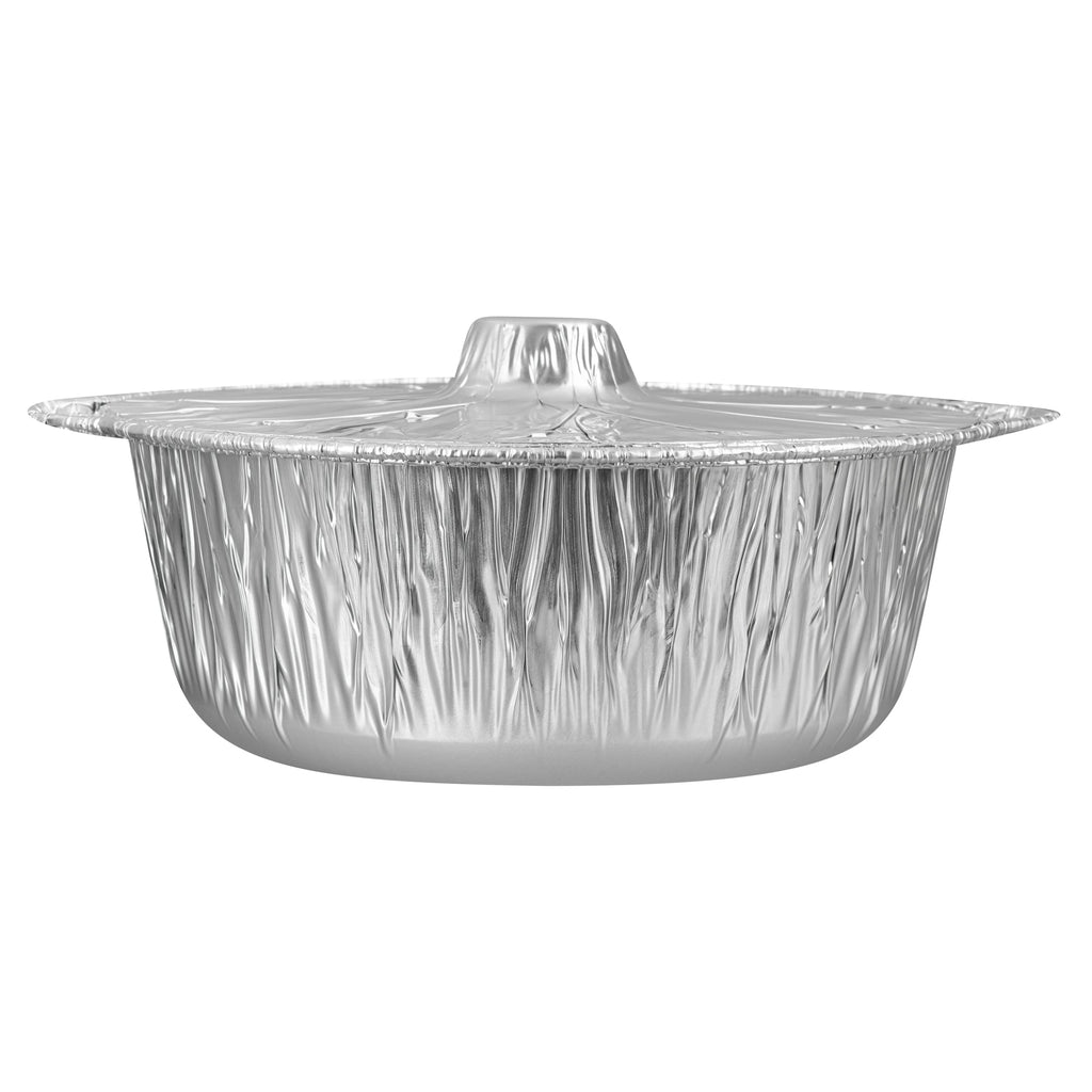 Foil Lux 6 qt Aluminum Foil Pot - with Lid - 13 1/2" x 12" x 4 3/4" - 10 count box