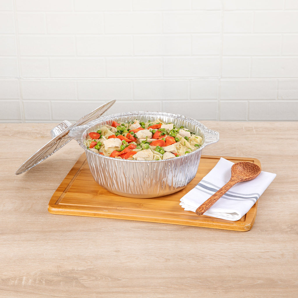 Foil Lux 6 qt Aluminum Foil Pot - with Lid - 13 1/2" x 12" x 4 3/4" - 10 count box