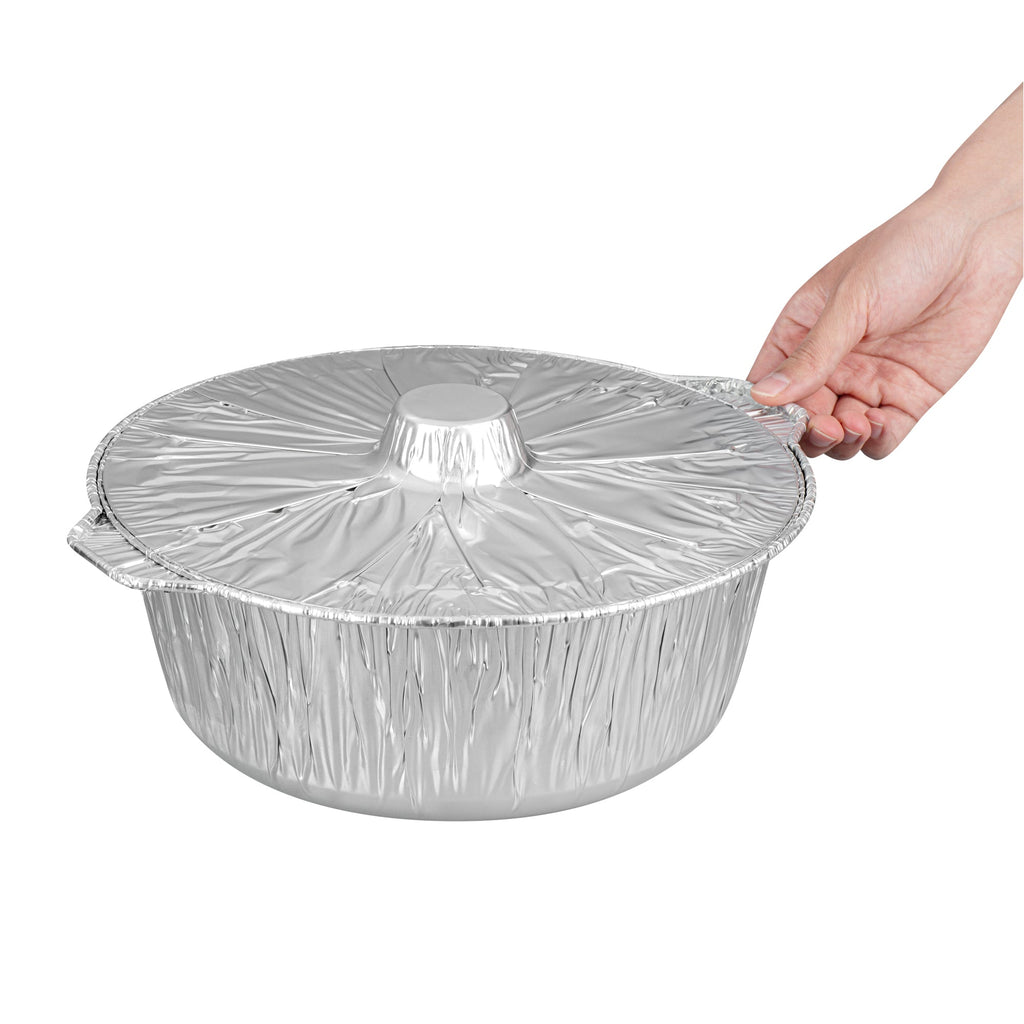 Foil Lux 6 qt Aluminum Foil Pot - with Lid - 13 1/2" x 12" x 4 3/4" - 100 count box