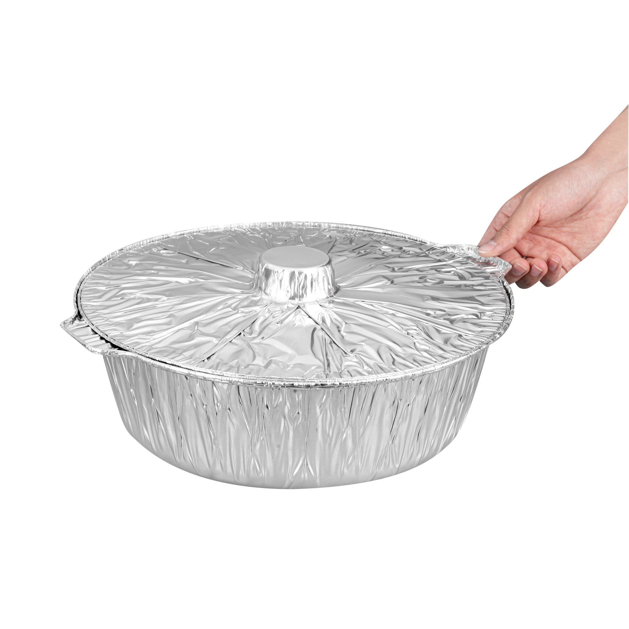 Foil Lux 8 qt Aluminum Foil Pot - with Lid - 15 1/4" x 14" x 4 3/4" - 10 count box