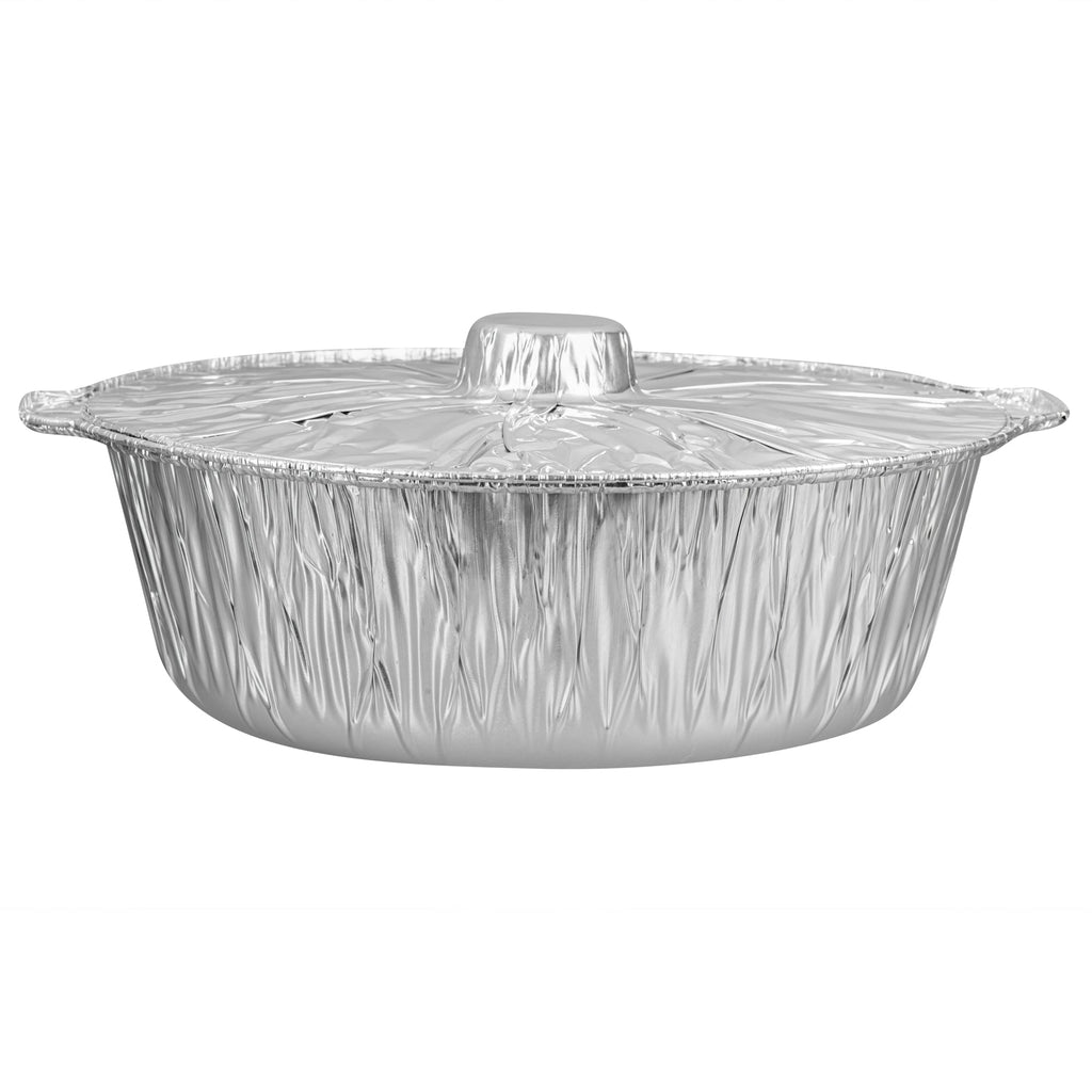 Foil Lux 8 qt Aluminum Foil Pot - with Lid - 15 1/4" x 14" x 4 3/4" - 10 count box