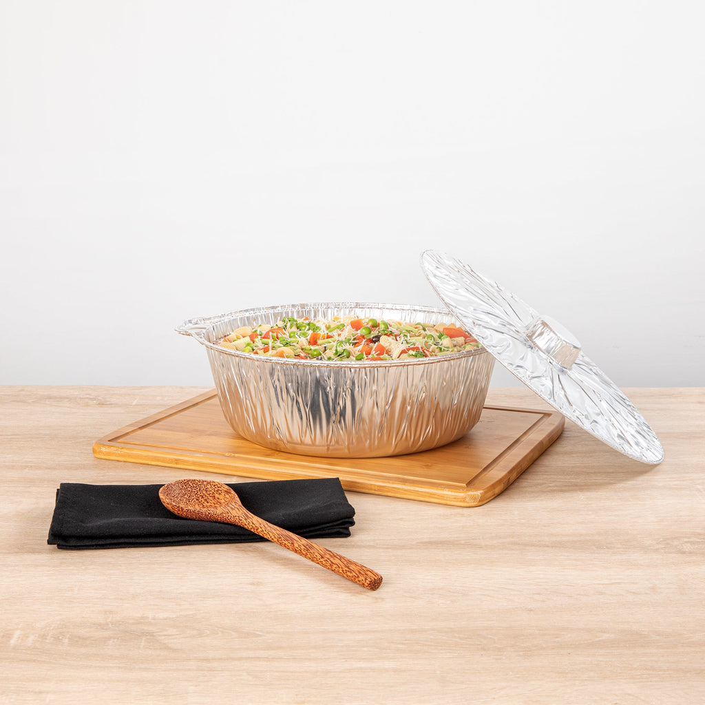 Foil Lux 8 qt Aluminum Foil Pot - with Lid - 15 1/4" x 14" x 4 3/4" - 10 count box