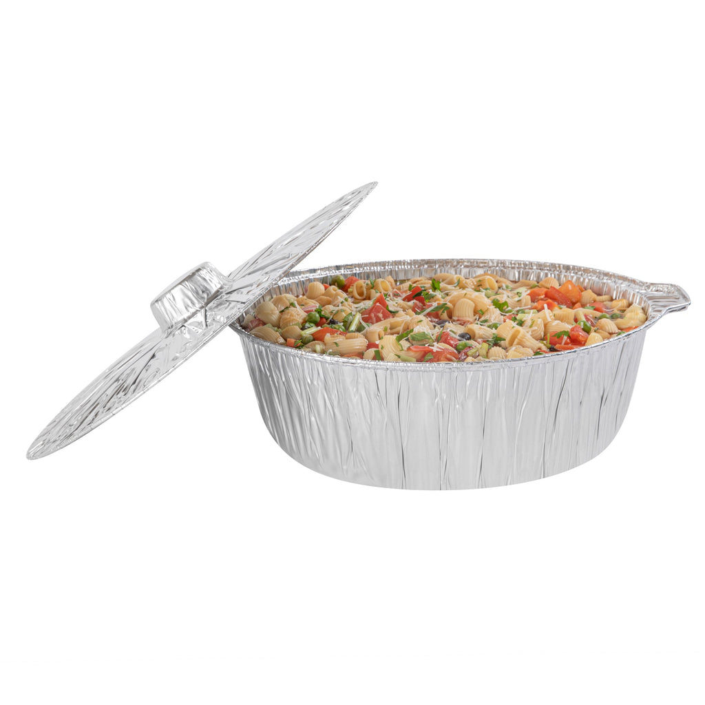 Foil Lux 8 qt Aluminum Foil Pot - with Lid - 15 1/4" x 14" x 4 3/4" - 50 count box
