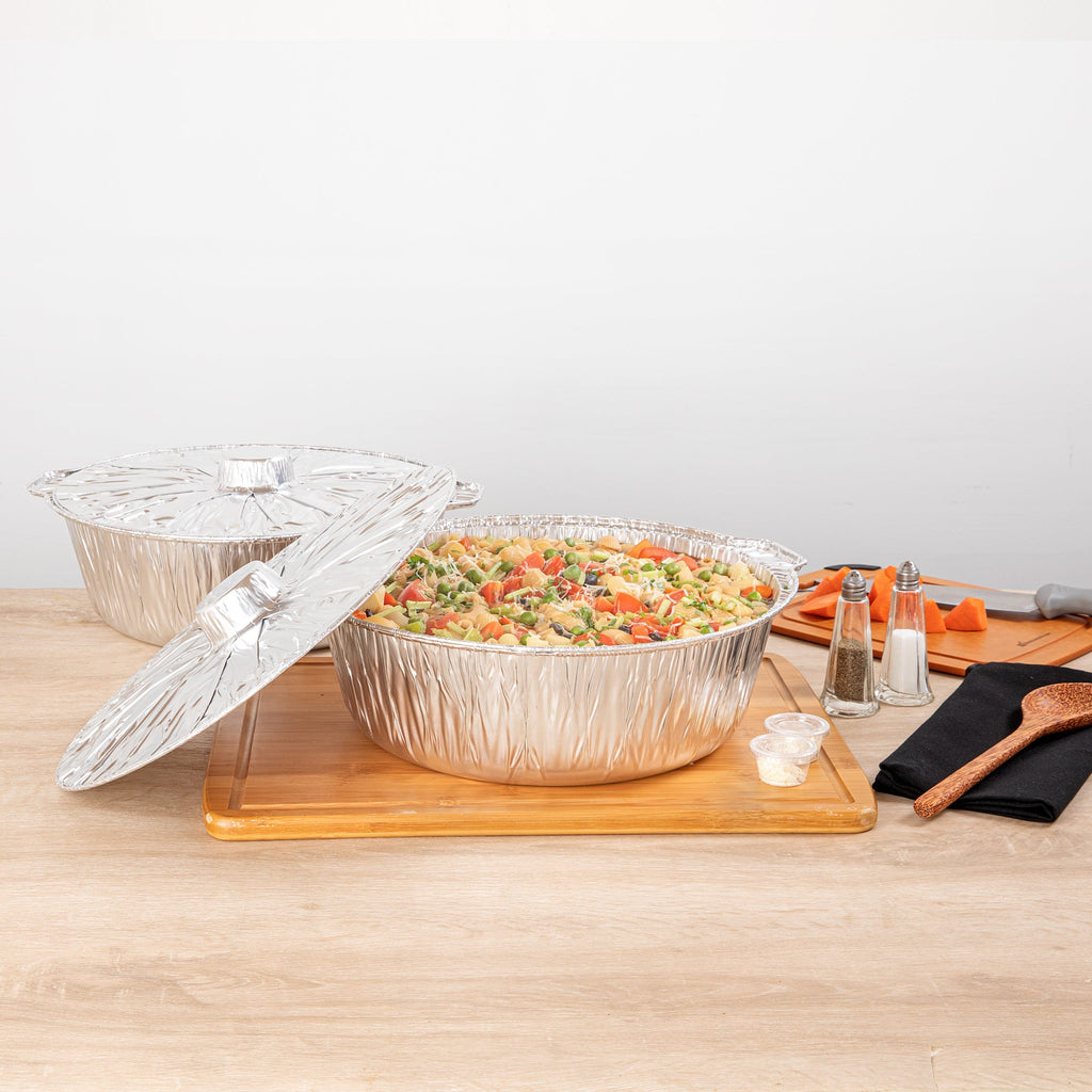 Foil Lux 8 qt Aluminum Foil Pot - with Lid - 15 1/4" x 14" x 4 3/4" - 50 count box