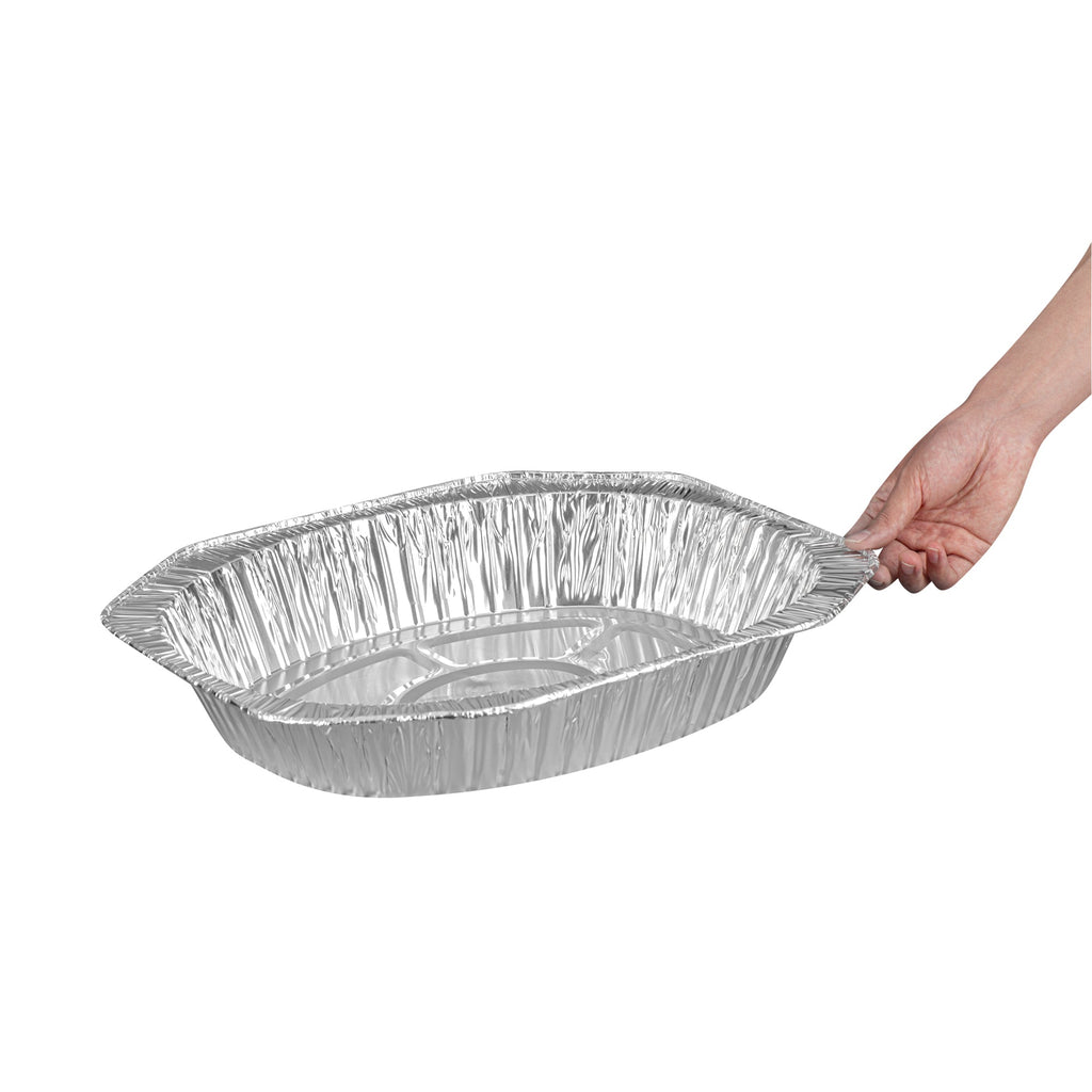 Foil Lux Oval Aluminum Foil Roast Pan - 17 1/2" x 14" x 3 1/4" - 10 count box