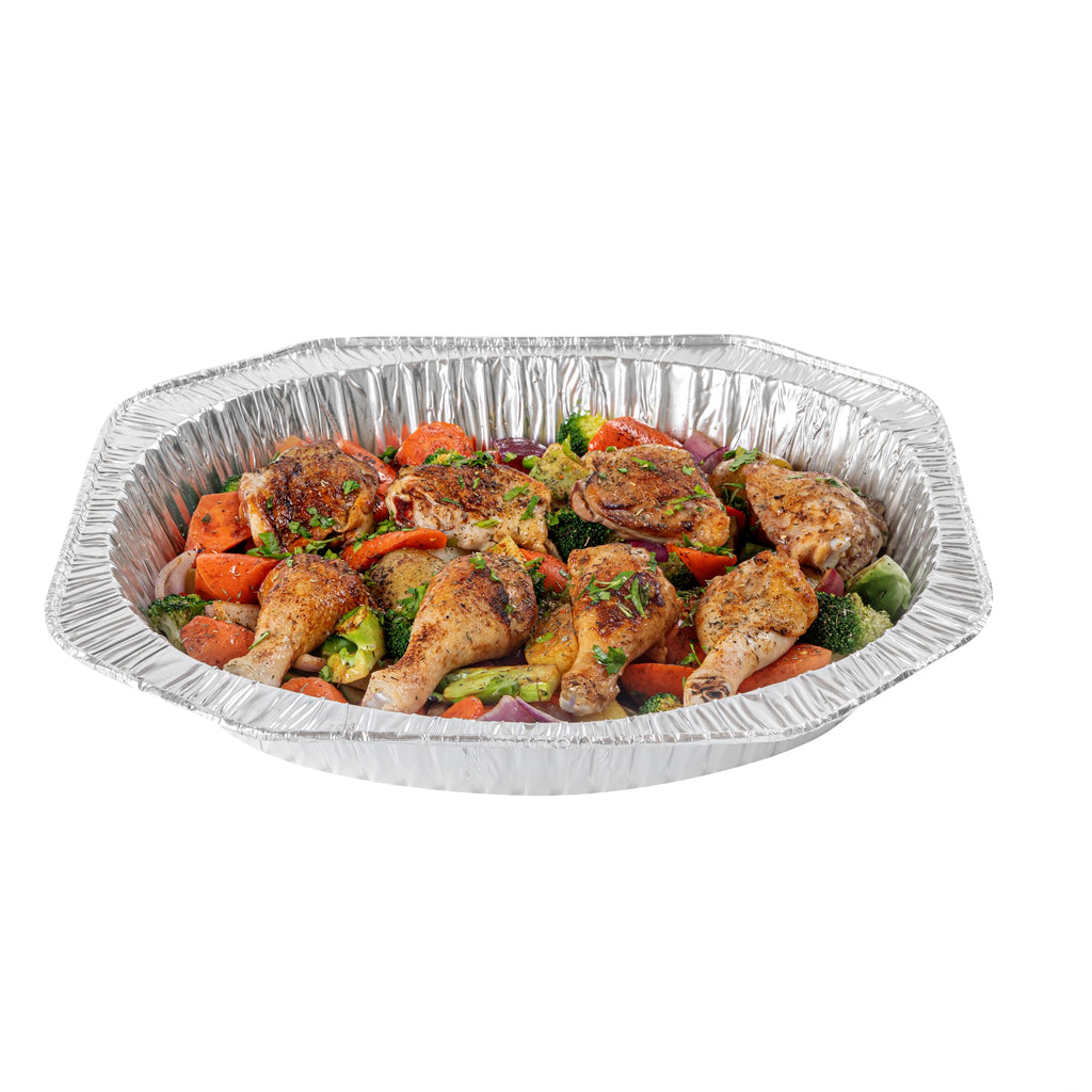 Foil Lux Oval Aluminum Foil Roast Pan - 17 1/2" x 14" x 3 1/4" - 50 count box