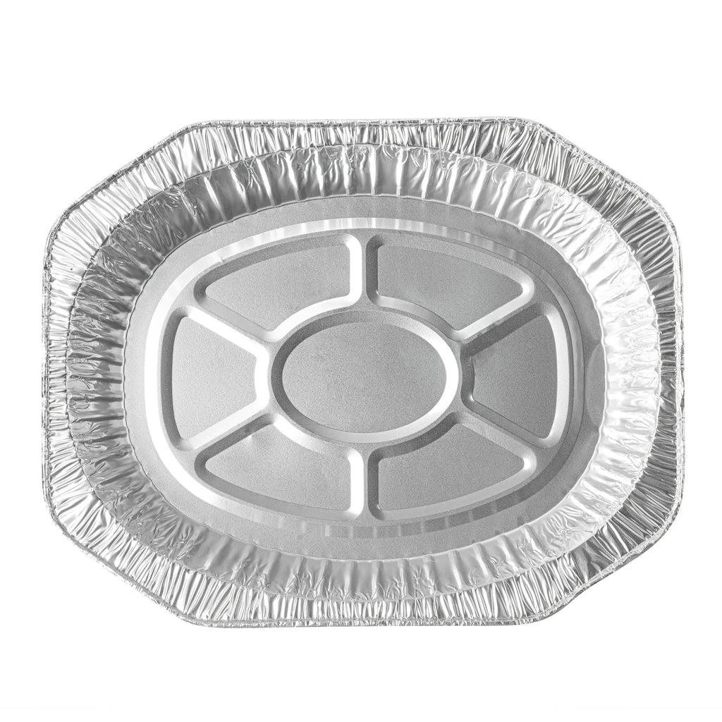 Foil Lux Oval Aluminum Foil Roast Pan - 17 1/2" x 14" x 3 1/4" - 50 count box