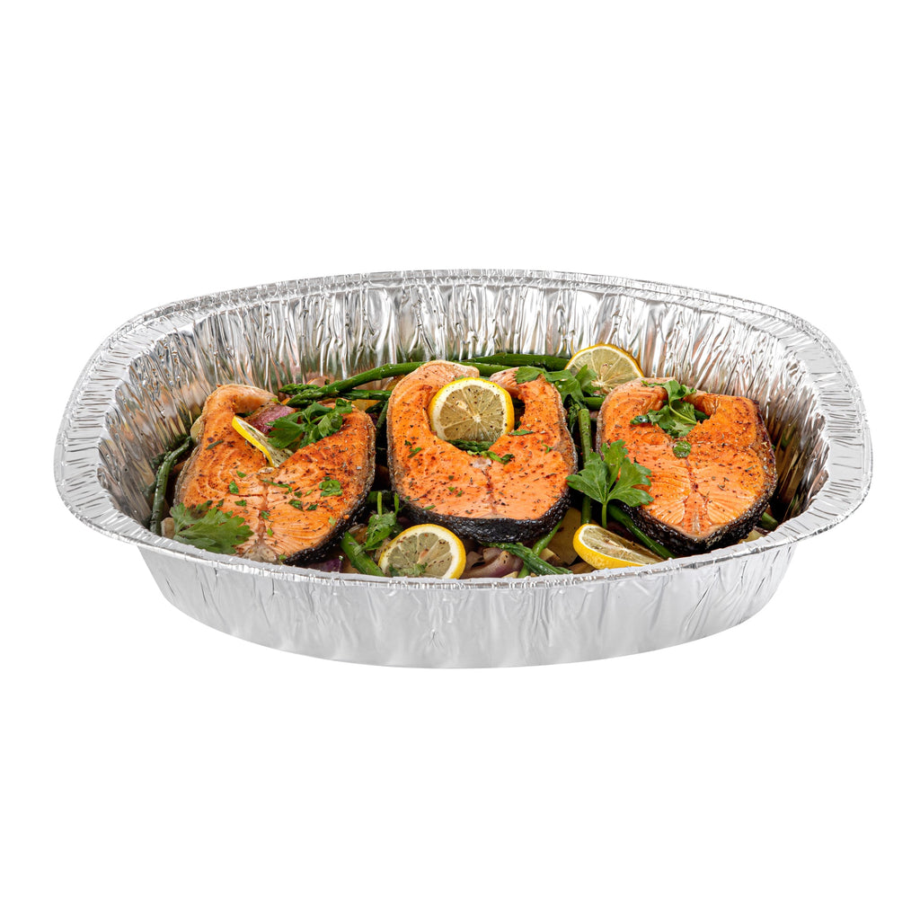 Foil Lux Oval Aluminum Foil Roast Pan - 18" x 14 1/4" x 3 1/4" - 50 count box