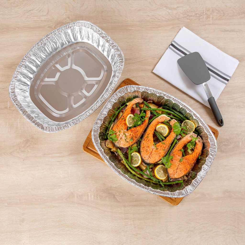 Foil Lux Oval Aluminum Foil Roast Pan - 18" x 14 1/4" x 3 1/4" - 50 count box