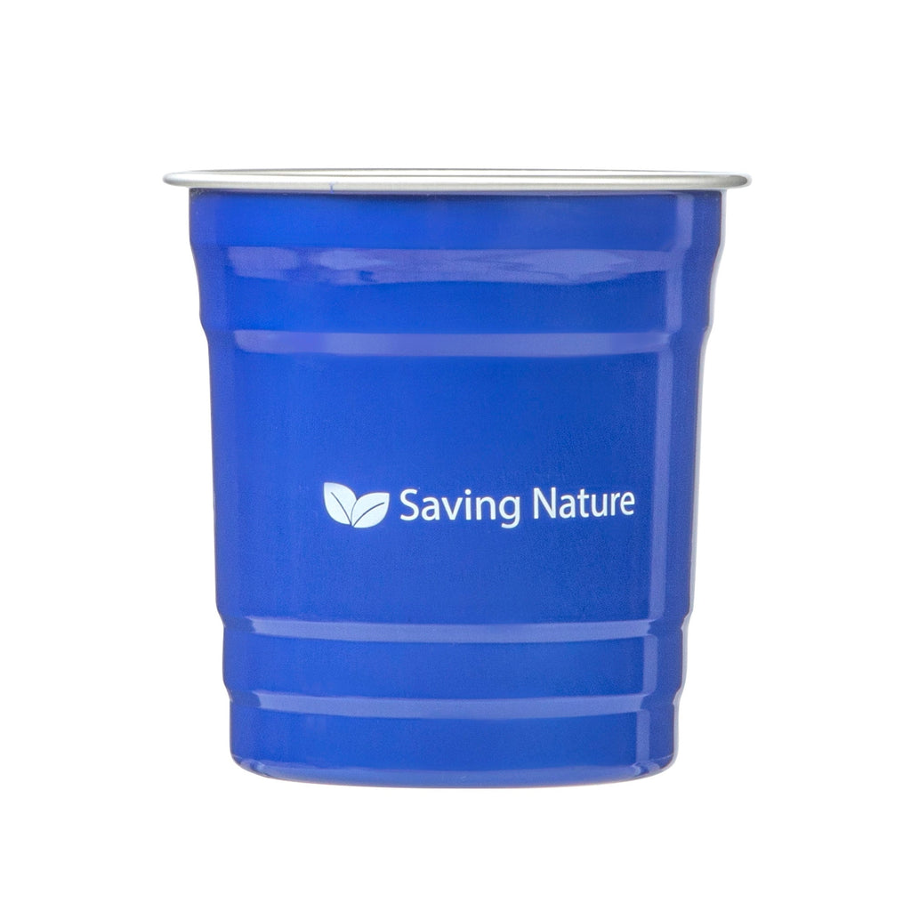 Saving Nature 10 oz Blue Aluminum Drinking Cup - 3 1/2" x 3 1/2" x 3" - 100 count box