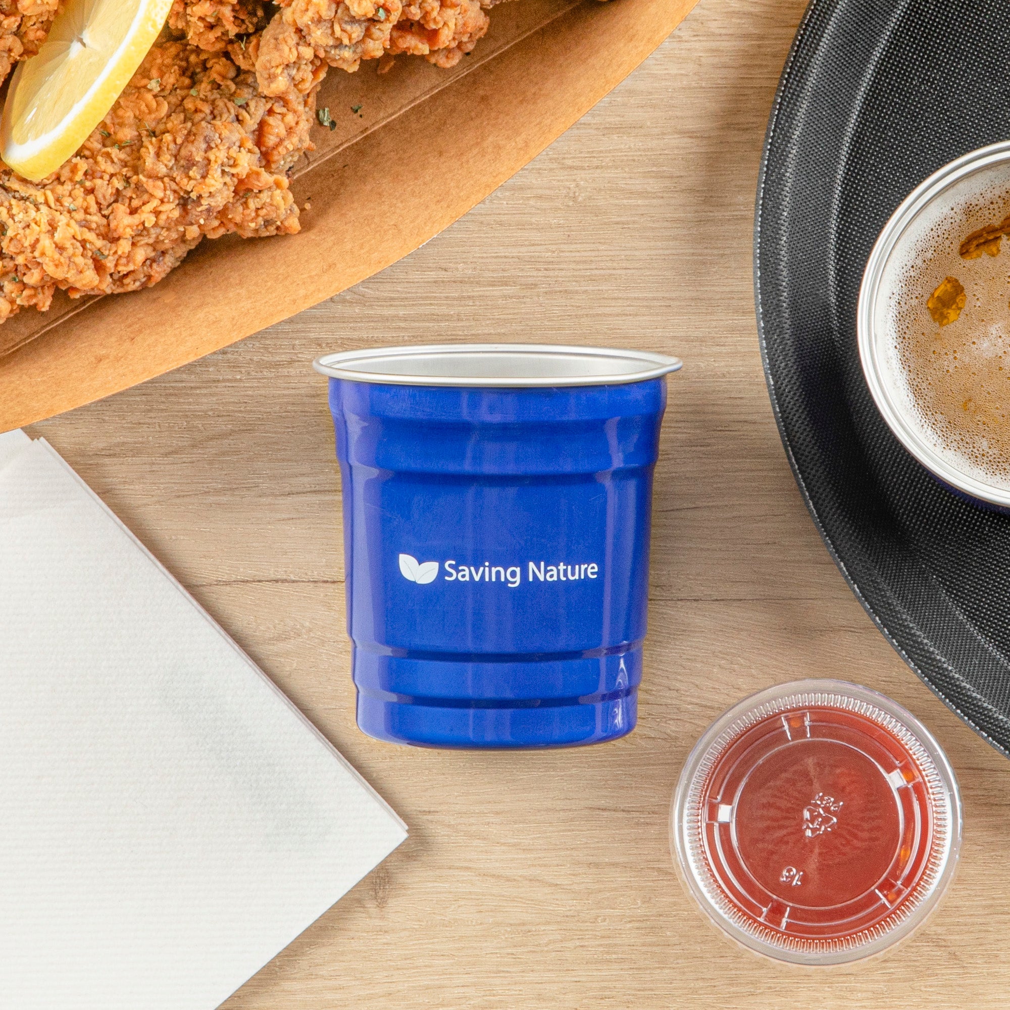 Saving Nature 10 oz Blue Aluminum Drinking Cup - 3 1/2" x 3 1/2" x 3" - 10 count box