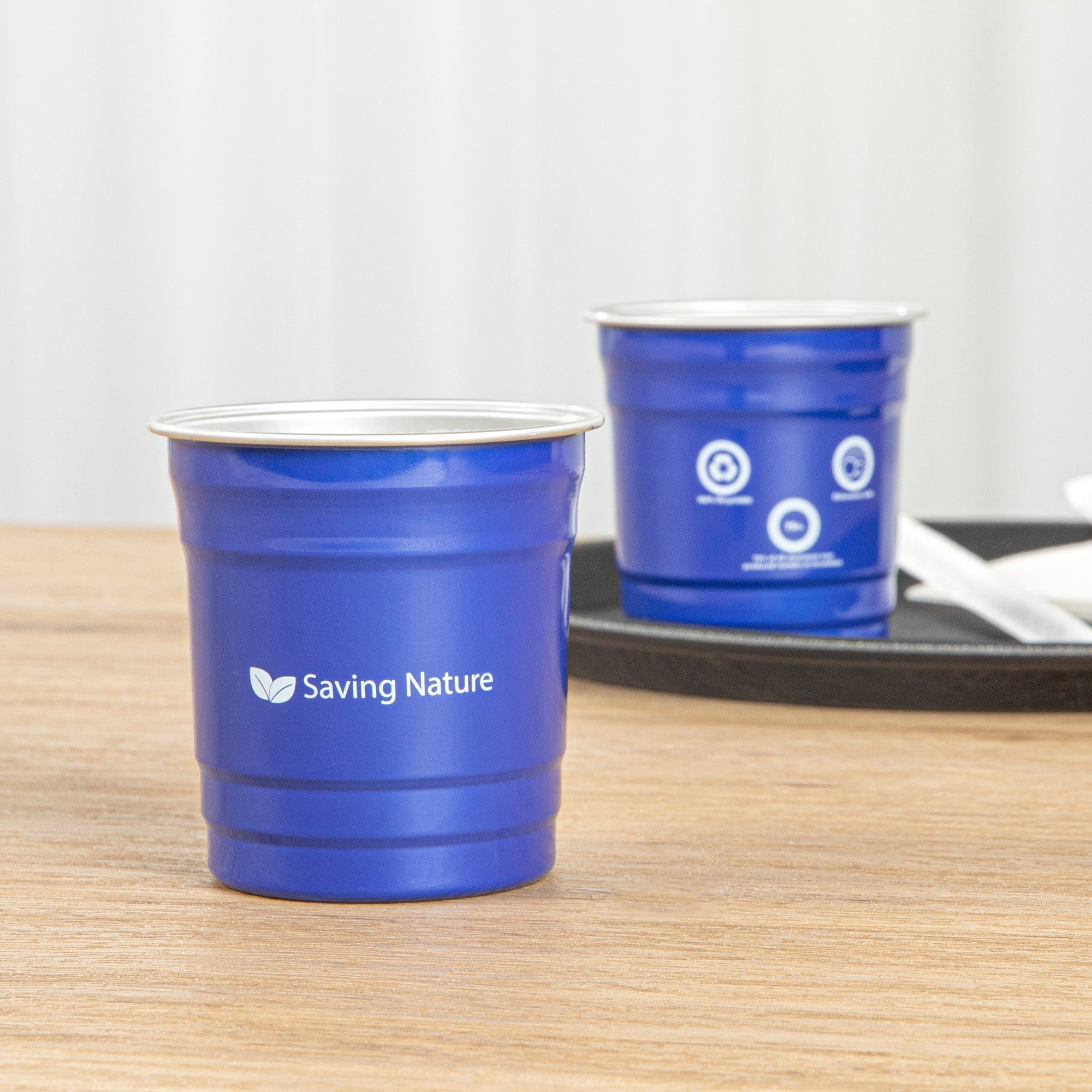 Saving Nature 10 oz Blue Aluminum Drinking Cup - 3 1/2" x 3 1/2" x 3" - 100 count box