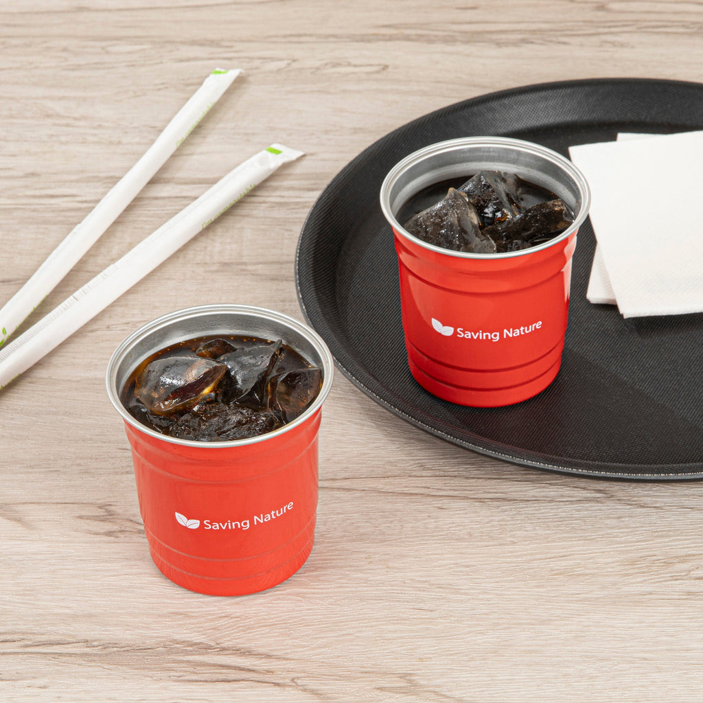 Saving Nature 10 oz Red Aluminum Drinking Cup - 3 1/2" x 3 1/2" x 3" - 10 count box