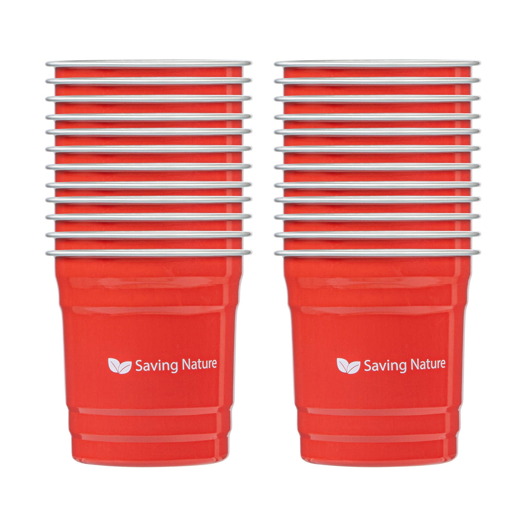 Saving Nature 10 oz Red Aluminum Drinking Cup - 3 1/2" x 3 1/2" x 3" - 100 count box