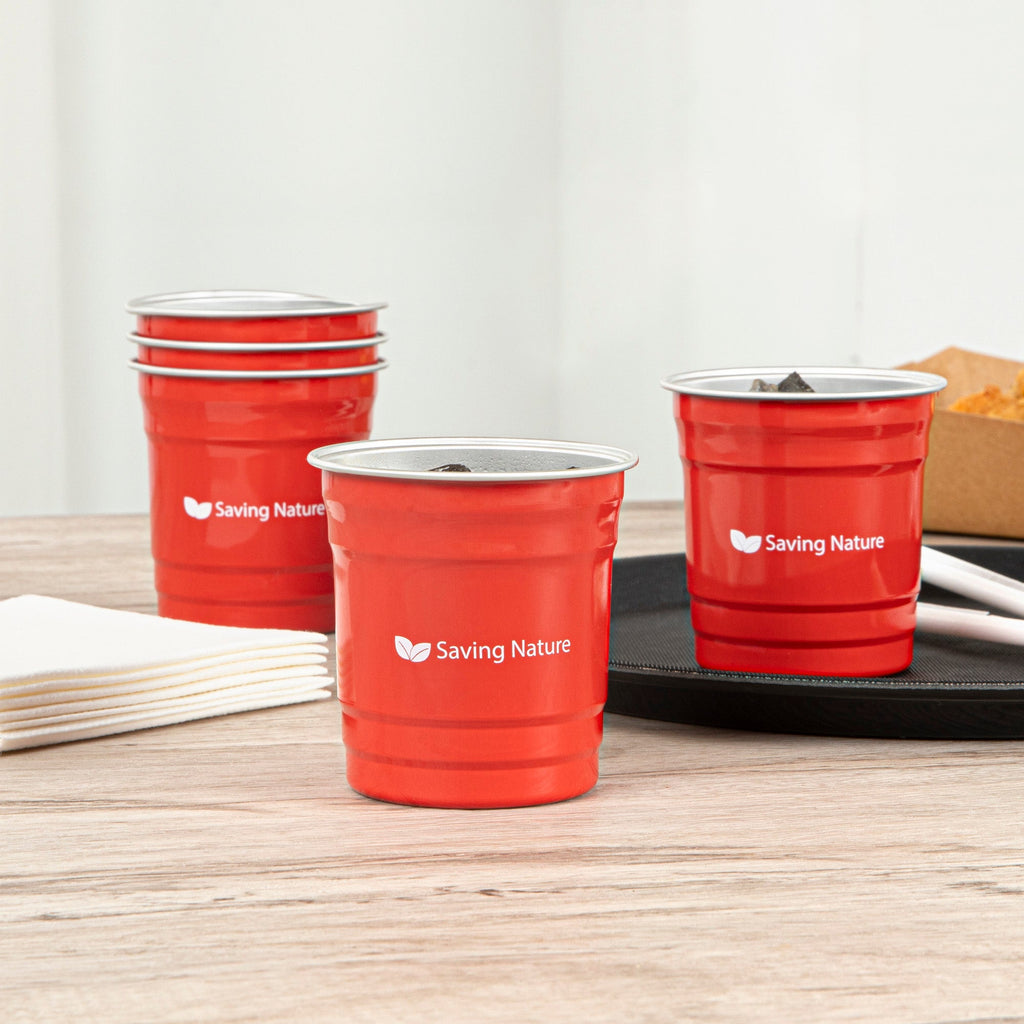 Saving Nature 10 oz Red Aluminum Drinking Cup - 3 1/2" x 3 1/2" x 3" - 100 count box