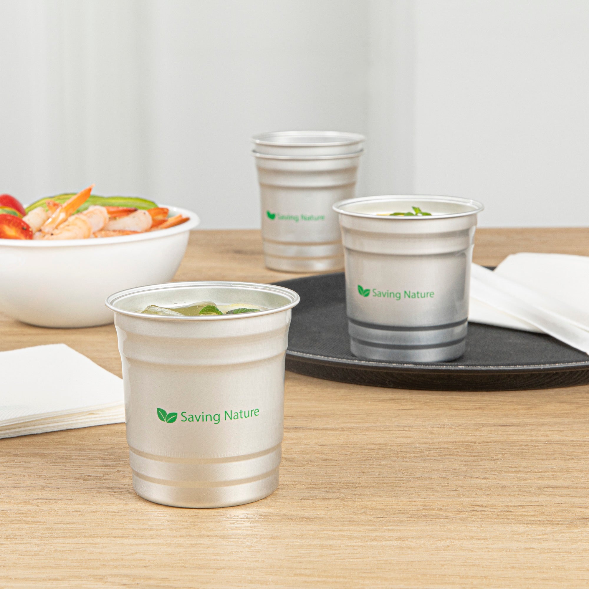Saving Nature 10 oz Aluminum Drinking Cup - 3 1/2" x 3 1/2" x 3" - 100 count box