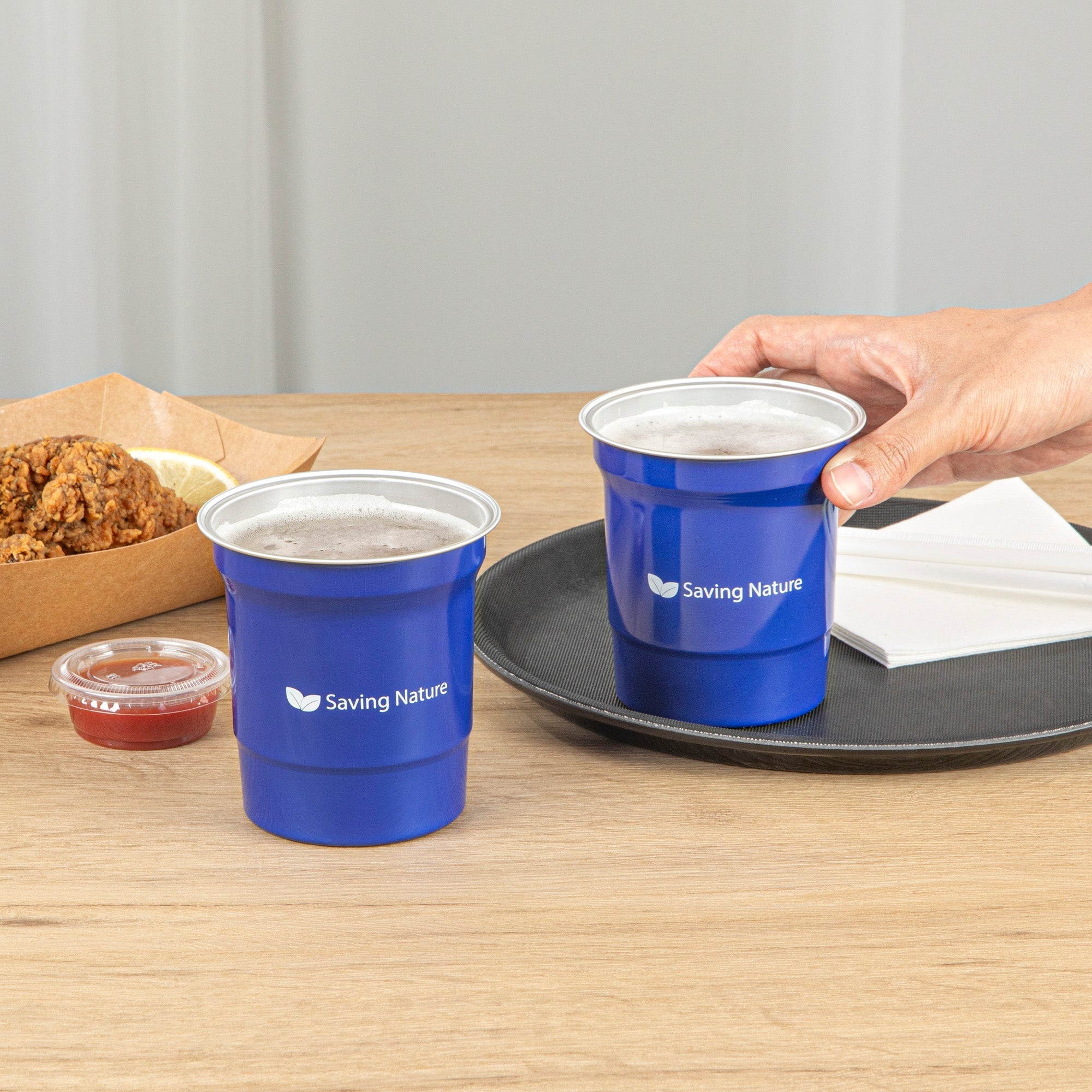 Saving Nature 16 oz Blue Aluminum Drinking Cup - 3 3/4" x 3 3/4" x 4" - 10 count box