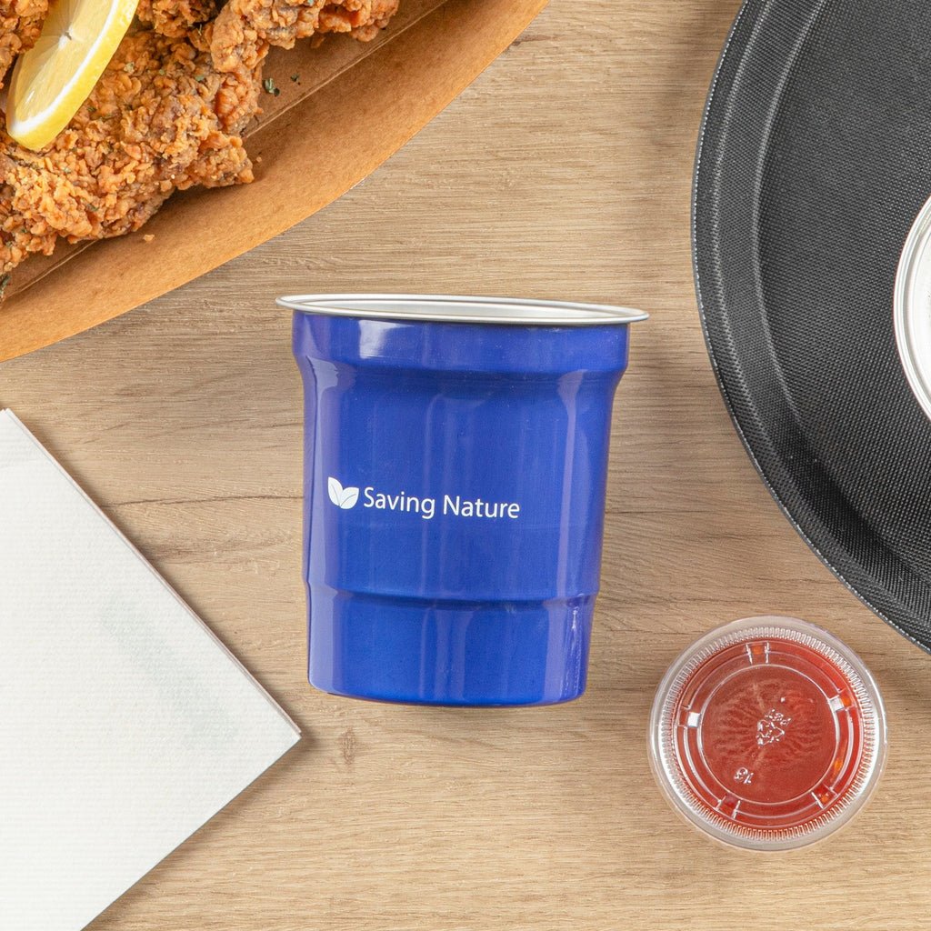 Saving Nature 16 oz Blue Aluminum Drinking Cup - 3 3/4" x 3 3/4" x 4" - 10 count box