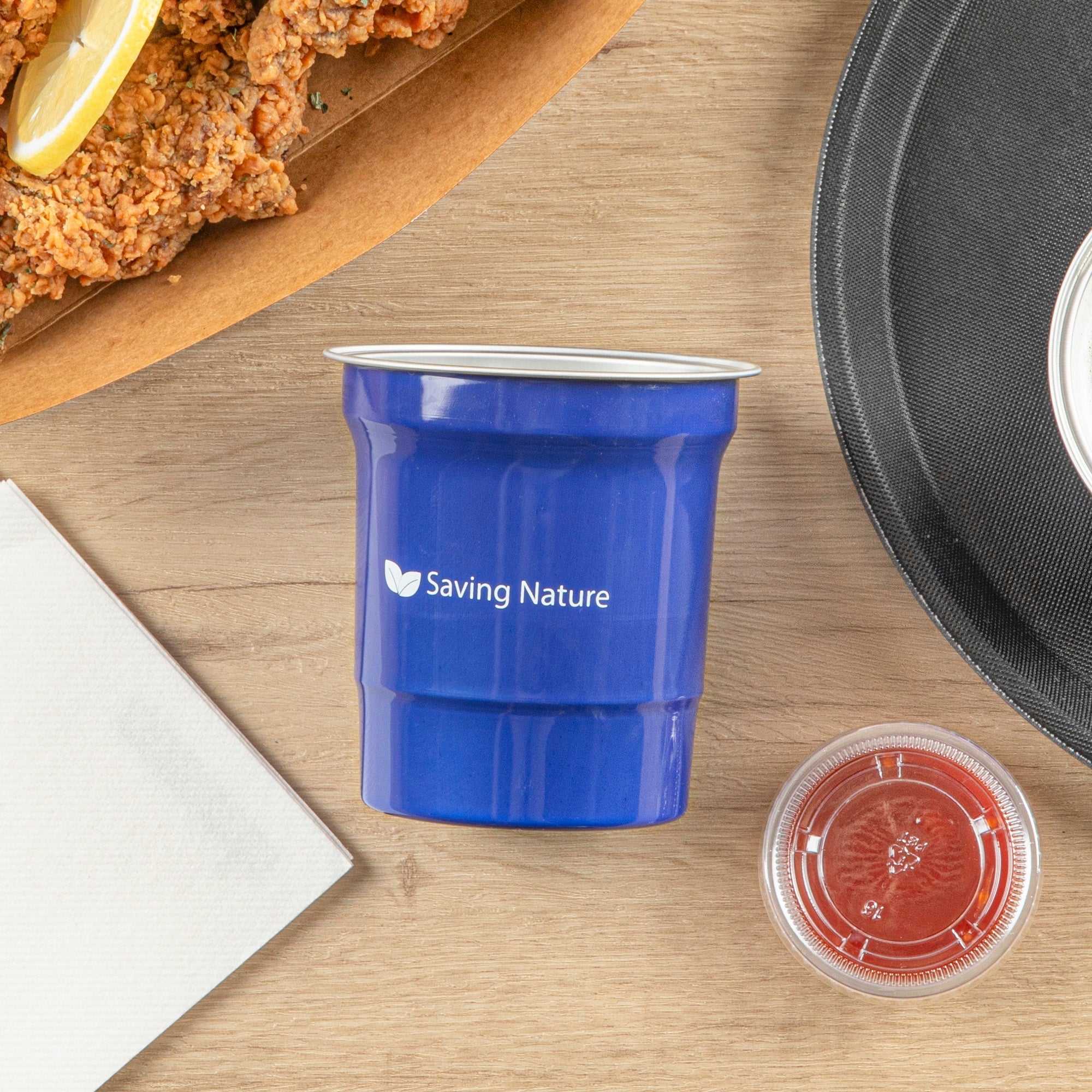 Saving Nature 16 oz Blue Aluminum Drinking Cup - 3 3/4" x 3 3/4" x 4" - 10 count box