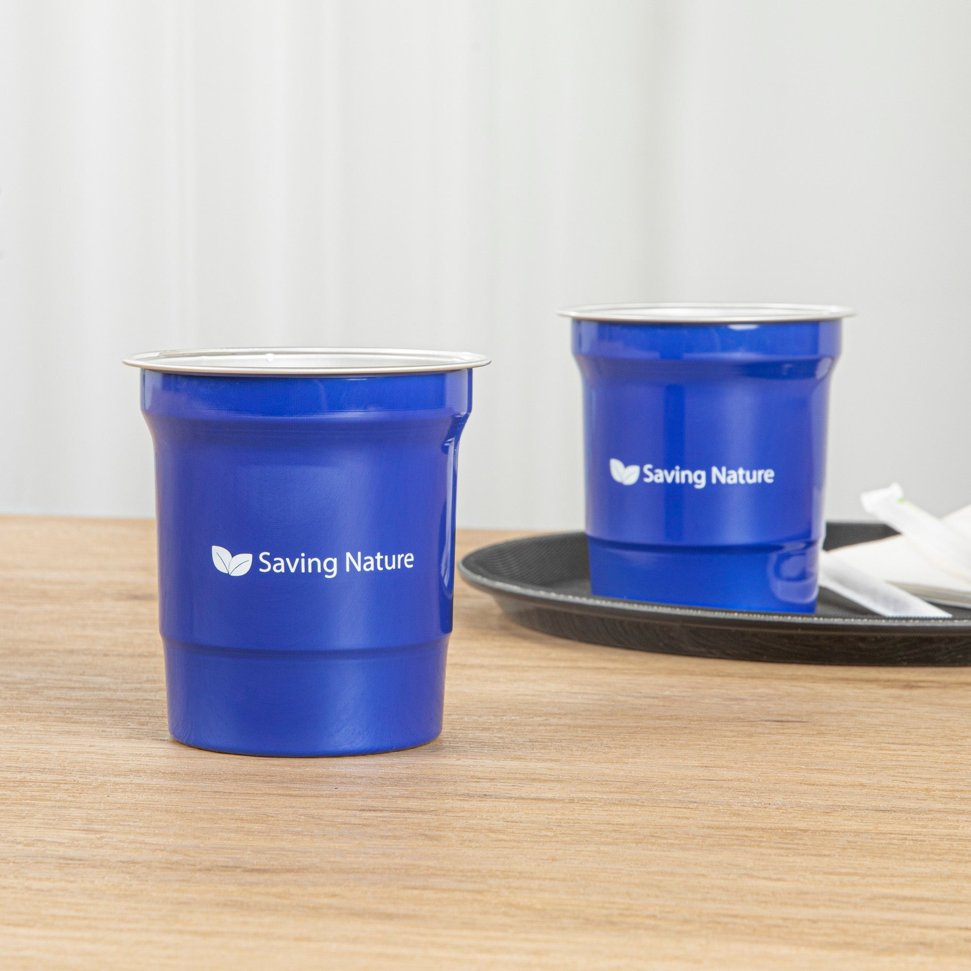 Saving Nature 16 oz Blue Aluminum Drinking Cup - 3 3/4" x 3 3/4" x 4" - 10 count box