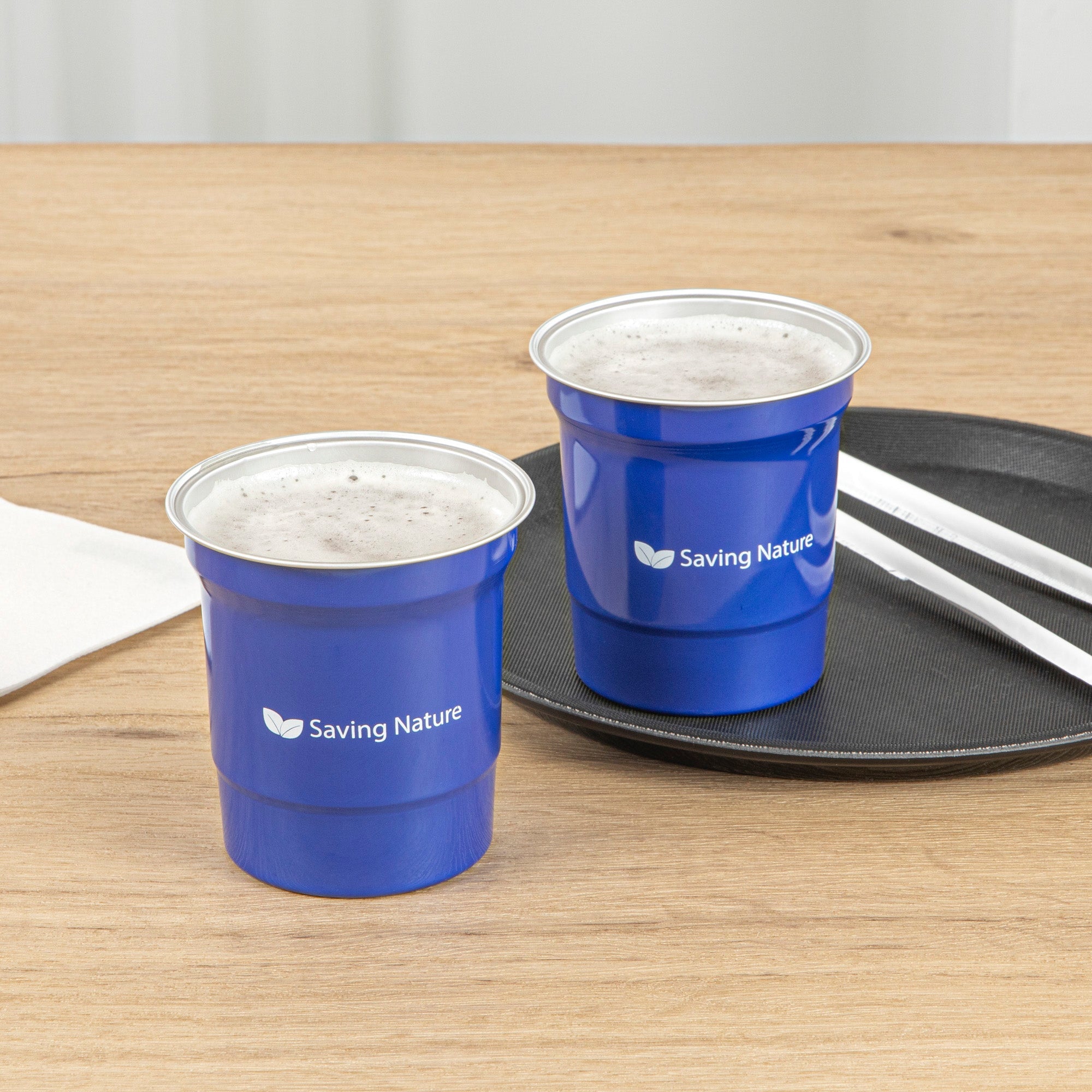 Saving Nature 16 oz Blue Aluminum Drinking Cup - 3 3/4" x 3 3/4" x 4" - 100 count box