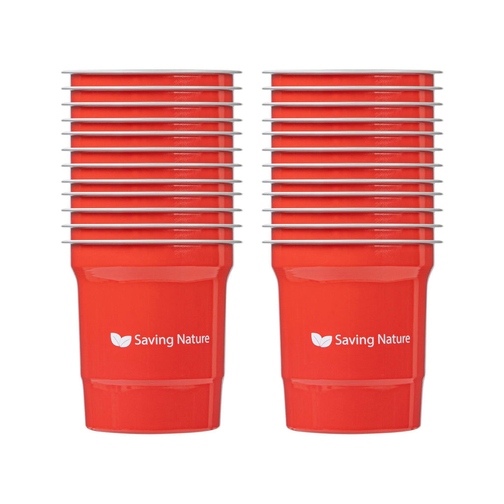 Saving Nature 16 oz Red Aluminum Drinking Cup - 3 3/4" x 3 3/4" x 4" - 10 count box