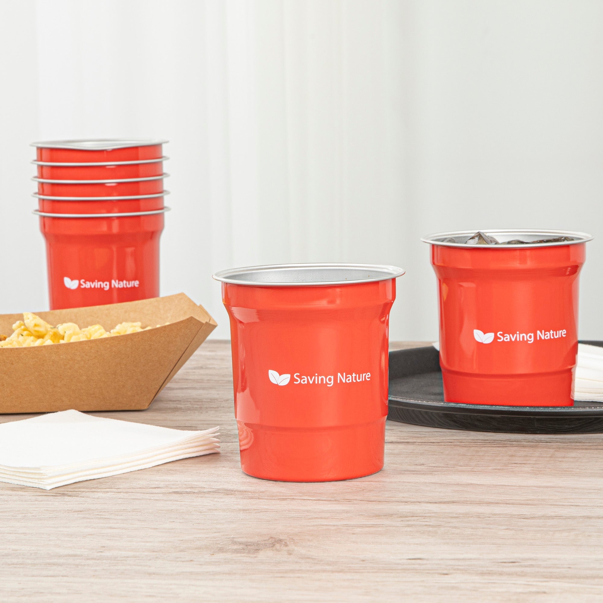 Saving Nature 16 oz Red Aluminum Drinking Cup - 3 3/4" x 3 3/4" x 4" - 10 count box