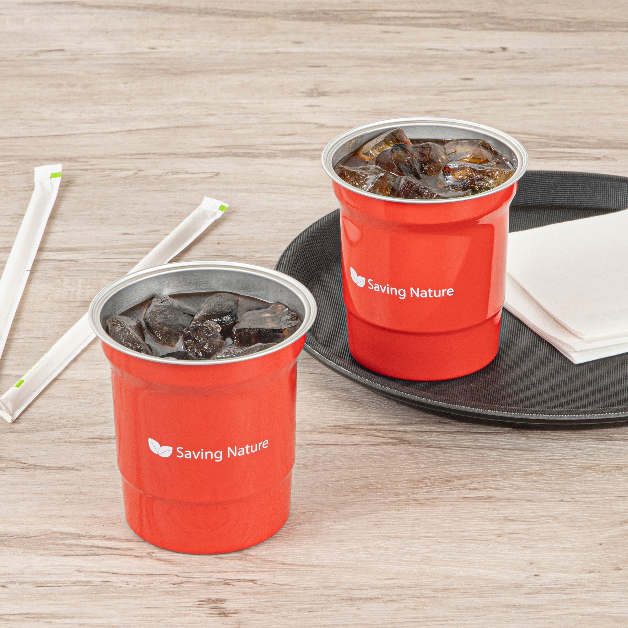 Saving Nature 16 oz Red Aluminum Drinking Cup - 3 3/4" x 3 3/4" x 4" - 10 count box