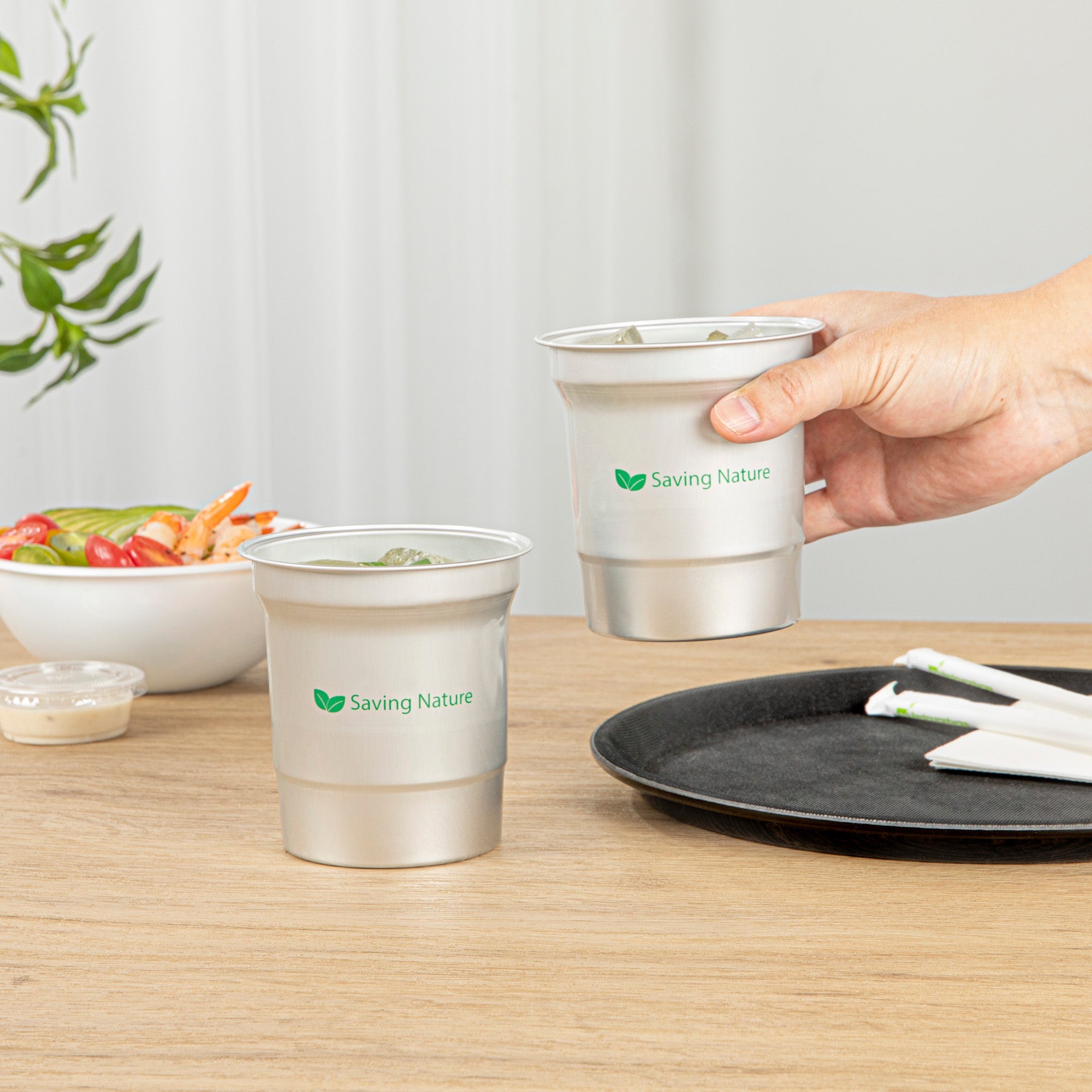 Saving Nature 16 oz Aluminum Drinking Cup - 3 3/4" x 3 3/4" x 4" - 100 count box