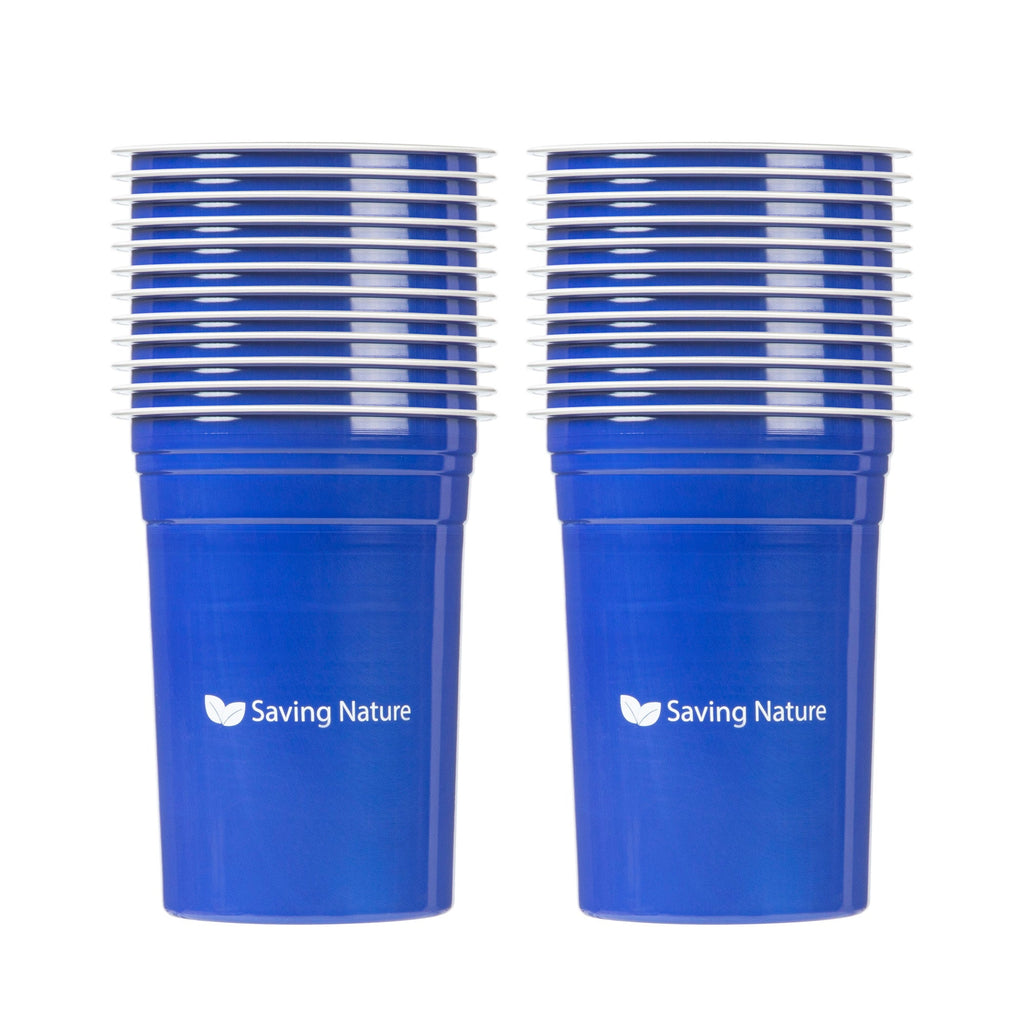Saving Nature 20 oz Blue Aluminum Drinking Cup - 3 3/4" x 3 3/4" x 5" - 10 count box