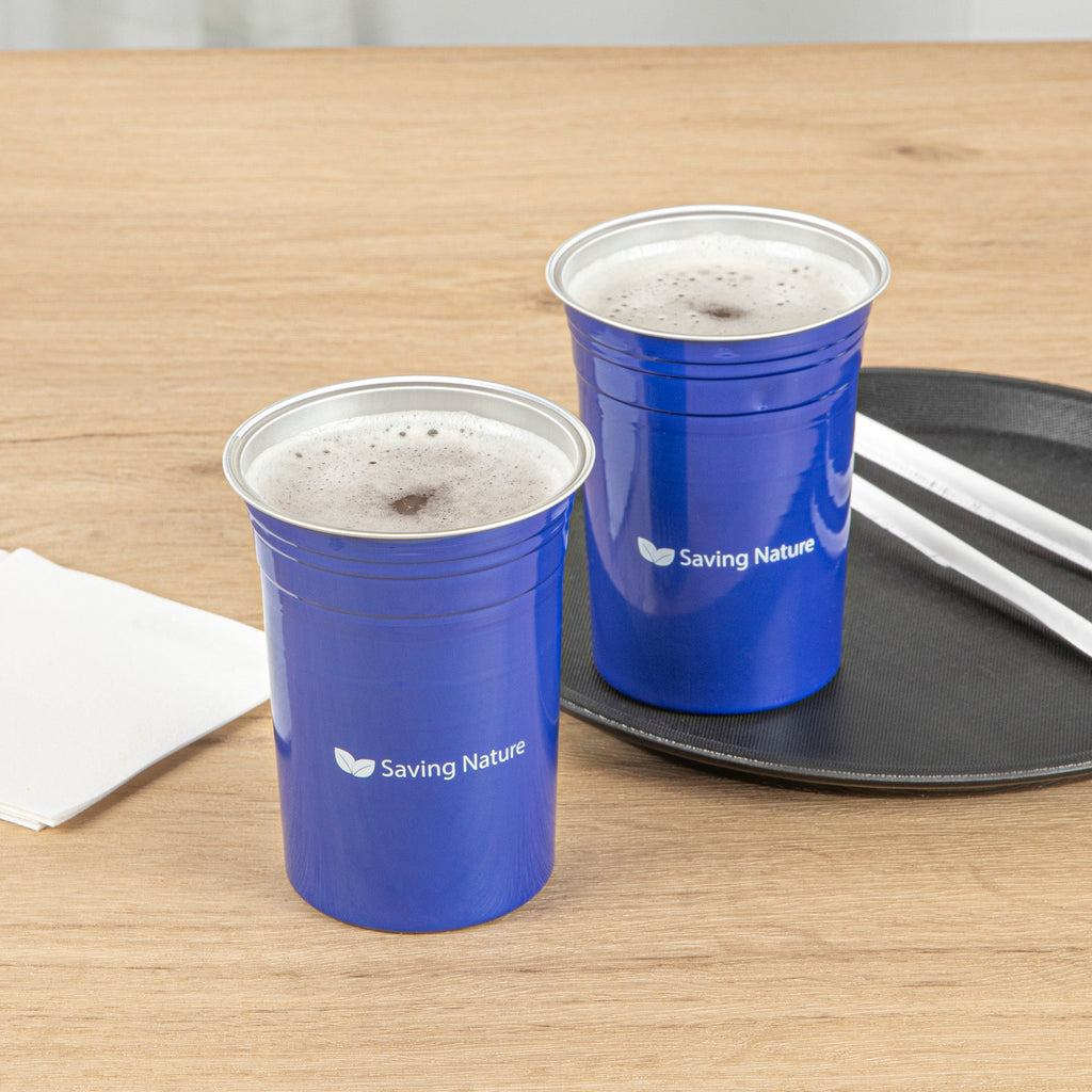 Saving Nature 20 oz Blue Aluminum Drinking Cup - 3 3/4" x 3 3/4" x 5" - 10 count box
