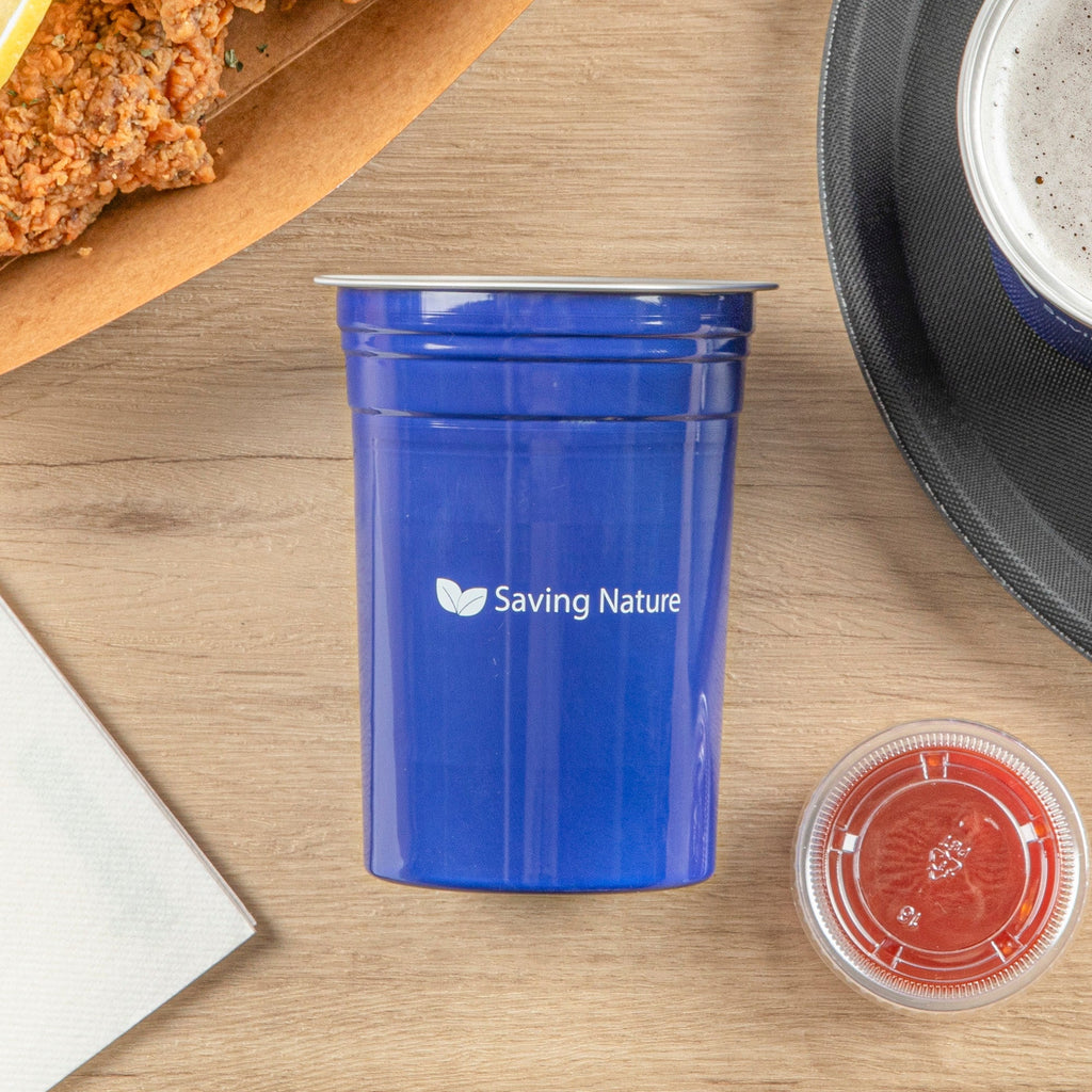Saving Nature 20 oz Blue Aluminum Drinking Cup - 3 3/4" x 3 3/4" x 5" - 100 count box