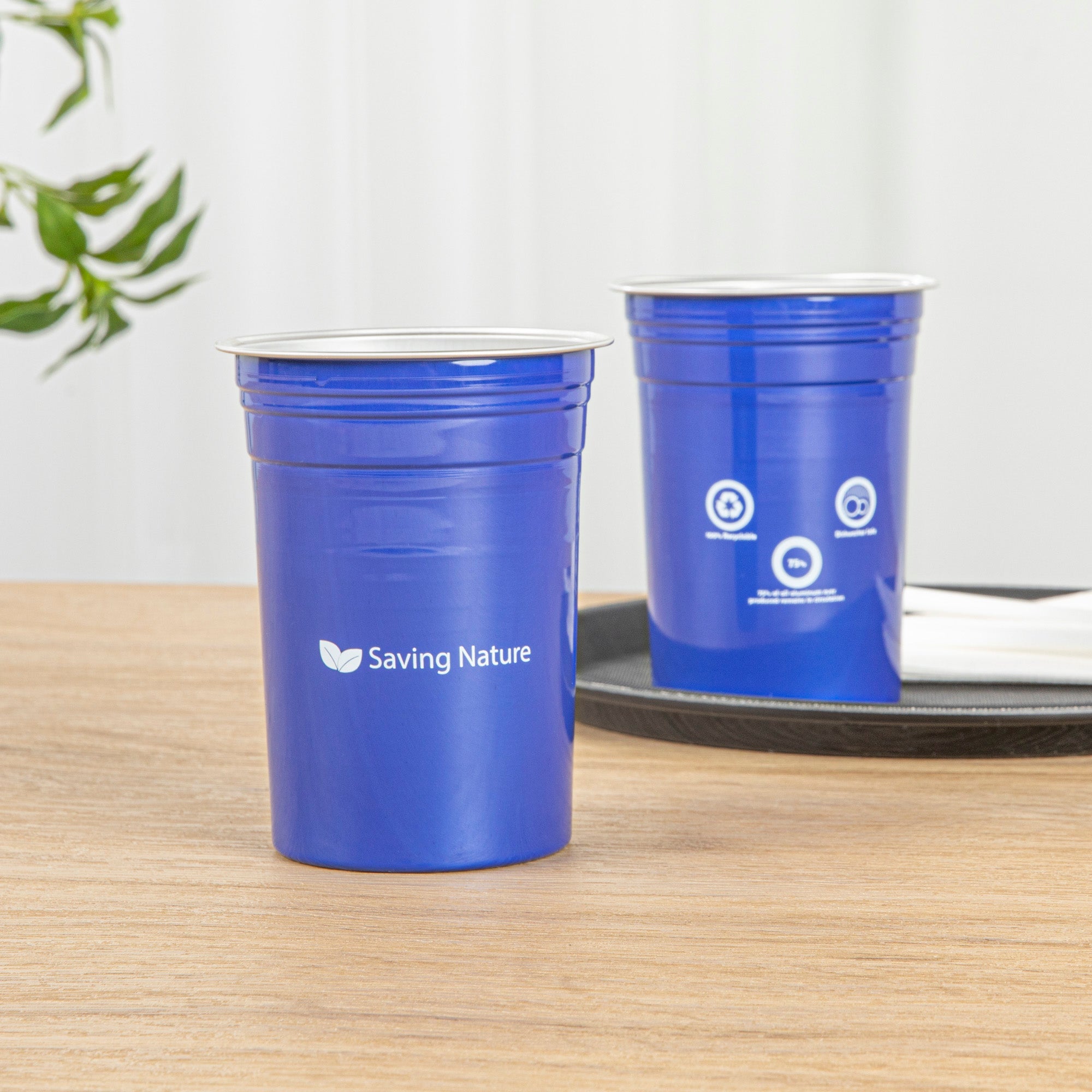 Saving Nature 20 oz Blue Aluminum Drinking Cup - 3 3/4" x 3 3/4" x 5" - 100 count box