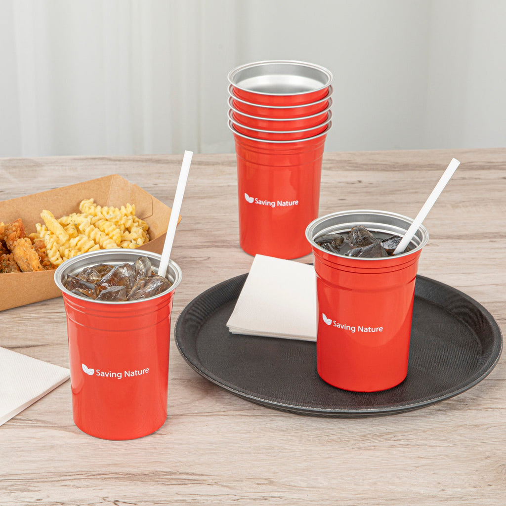 Saving Nature 20 oz Red Aluminum Drinking Cup - 3 3/4" x 3 3/4" x 5" - 10 count box