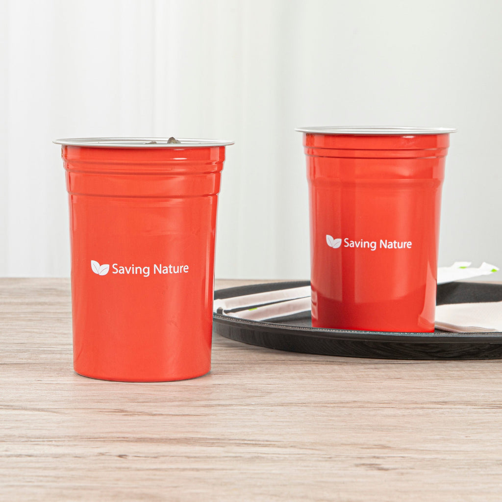 Saving Nature 20 oz Red Aluminum Drinking Cup - 3 3/4" x 3 3/4" x 5" - 100 count box