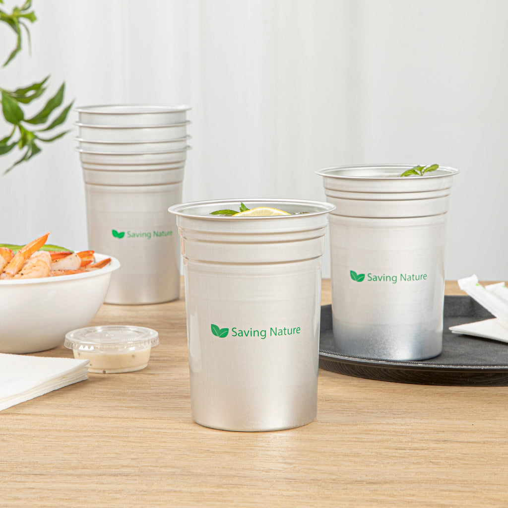 Saving Nature 20 oz Aluminum Drinking Cup - 3 3/4" x 3 3/4" x 5" - 10 count box