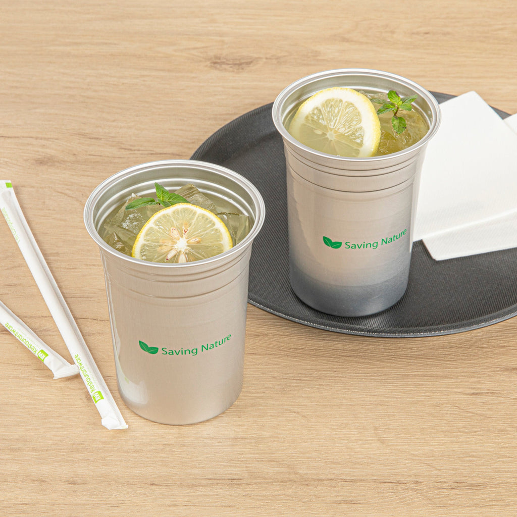 Saving Nature 20 oz Aluminum Drinking Cup - 3 3/4" x 3 3/4" x 5" - 100 count box