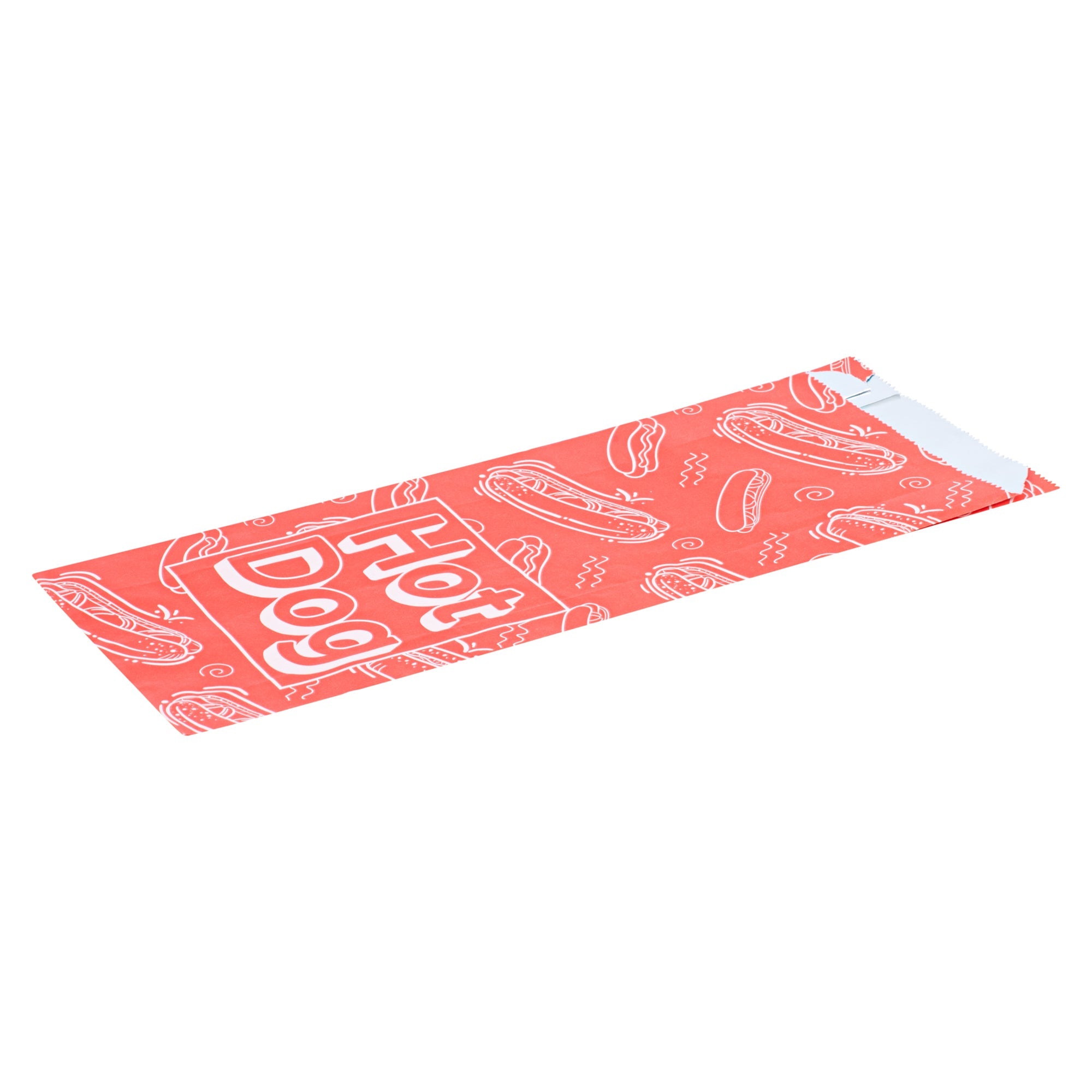 Bag Tek Red Paper Printed Hot Dog Foil Bag - Pint Size - 4 1/2" x 2" x 11 1/2" - 100 count box
