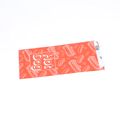 Bag Tek Red Paper Printed Hot Dog Foil Bag - Qt. Size - 5 1/2" x 3 1/4" x 12" - 100 count box