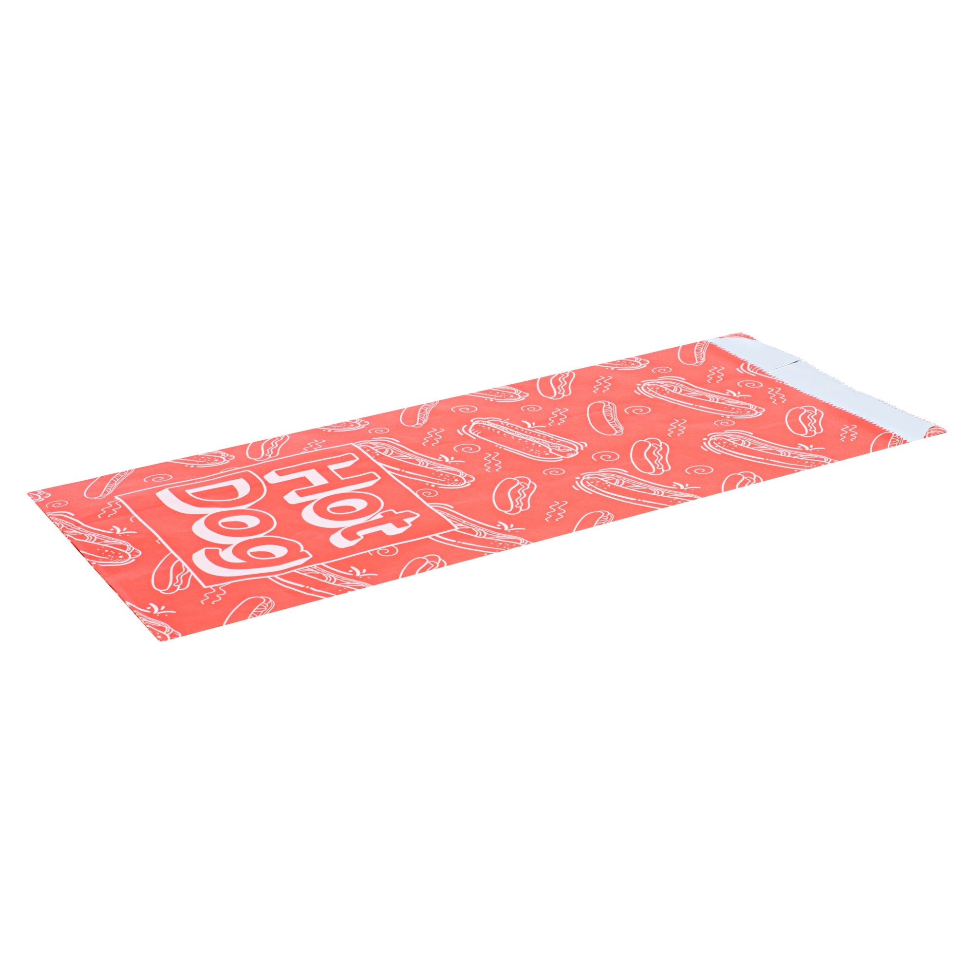 Bag Tek Red Paper Printed Hot Dog Foil Bag - 1/2 Gallon - 4 1/4" x 6 1/2" x 14 1/2" - 100 count box