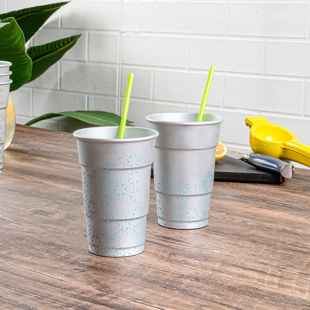Saving Nature 16 oz Aluminum Color Changing Drinking Cup - 3 1/2'' x 3 1/2'' x 5'' - 4 count box