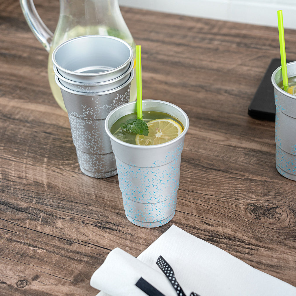 Saving Nature 16 oz Aluminum Color Changing Drinking Cup - 3 1/2'' x 3 1/2'' x 5'' - 4 count box