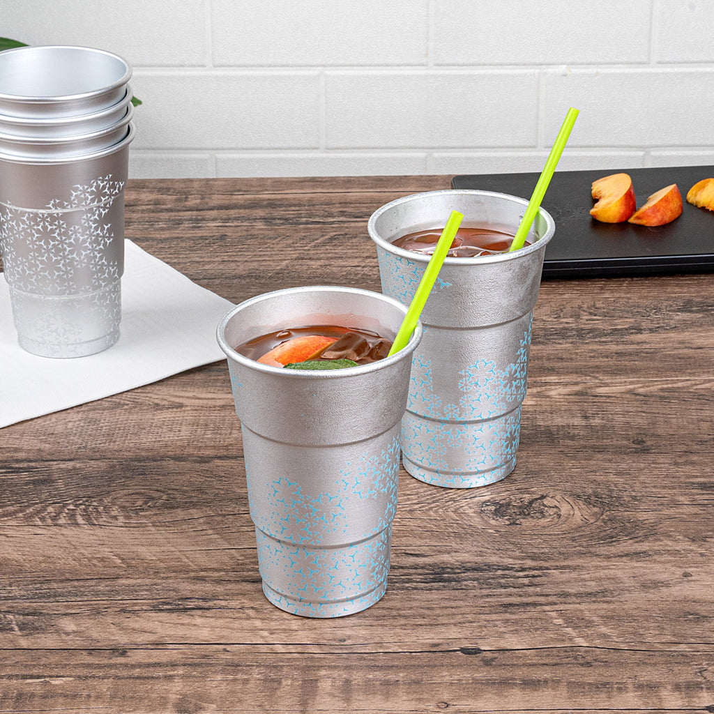 Saving Nature 20 oz Aluminum Color Changing Drinking Cup - 3 1/2'' x 3 1/2'' x 5 1/2'' - 4 count box
