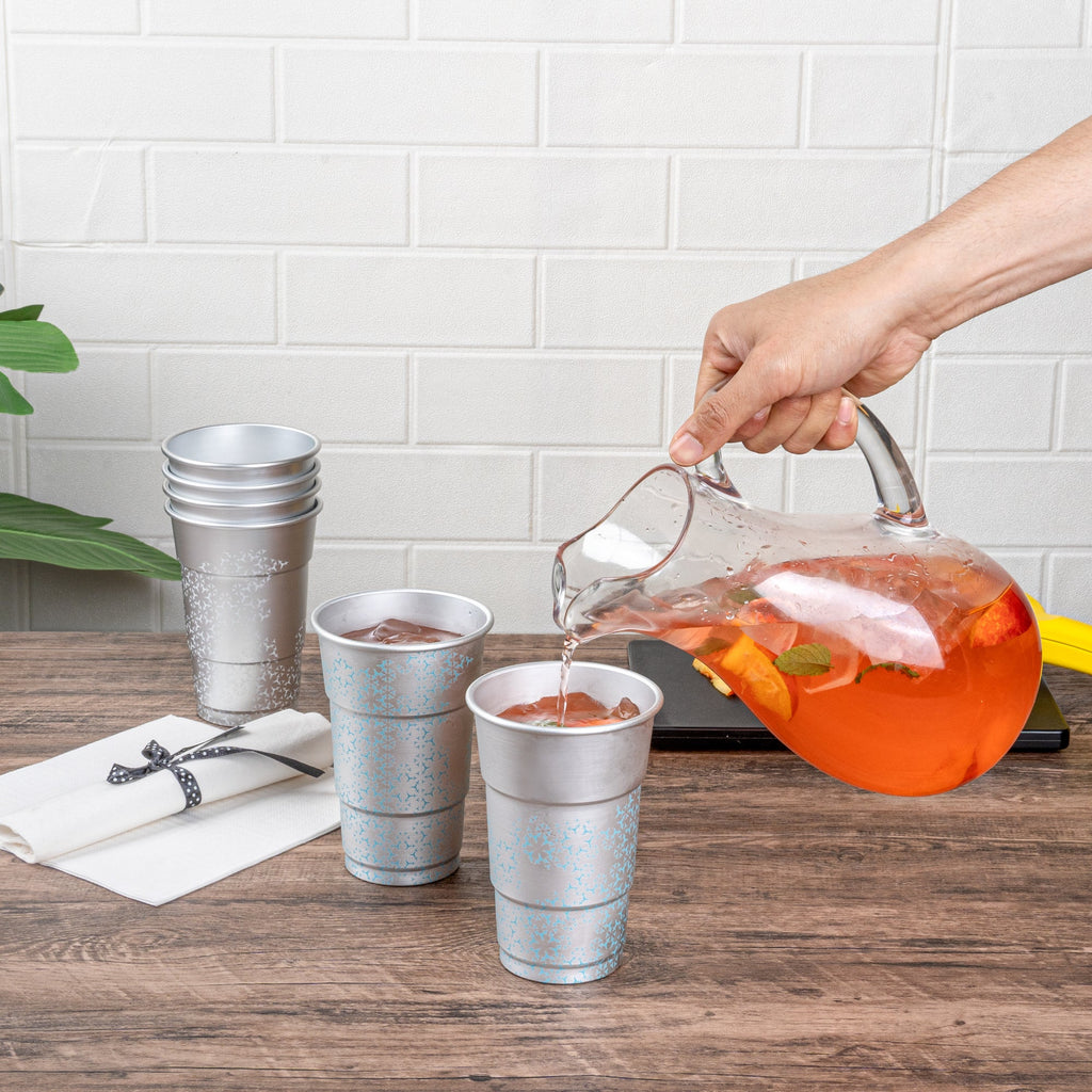 Saving Nature 20 oz Aluminum Color Changing Drinking Cup - 3 1/2'' x 3 1/2'' x 5 1/2'' - 48 count box